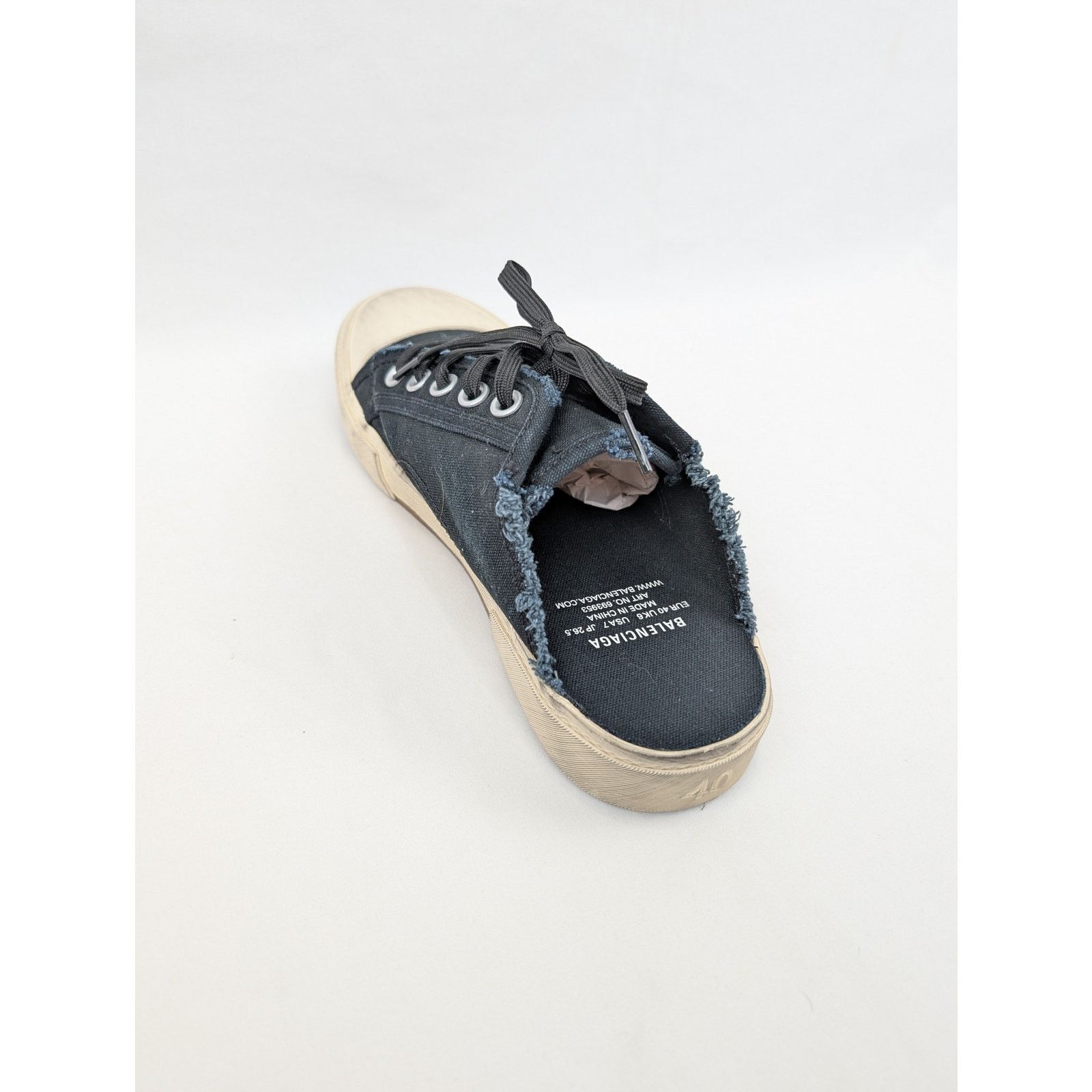 Balenciaga o1rshd1 Paris Mule Destroyed Mule VLUC in Black/White Size US 7 / EU 40 - 12 Thumbnail