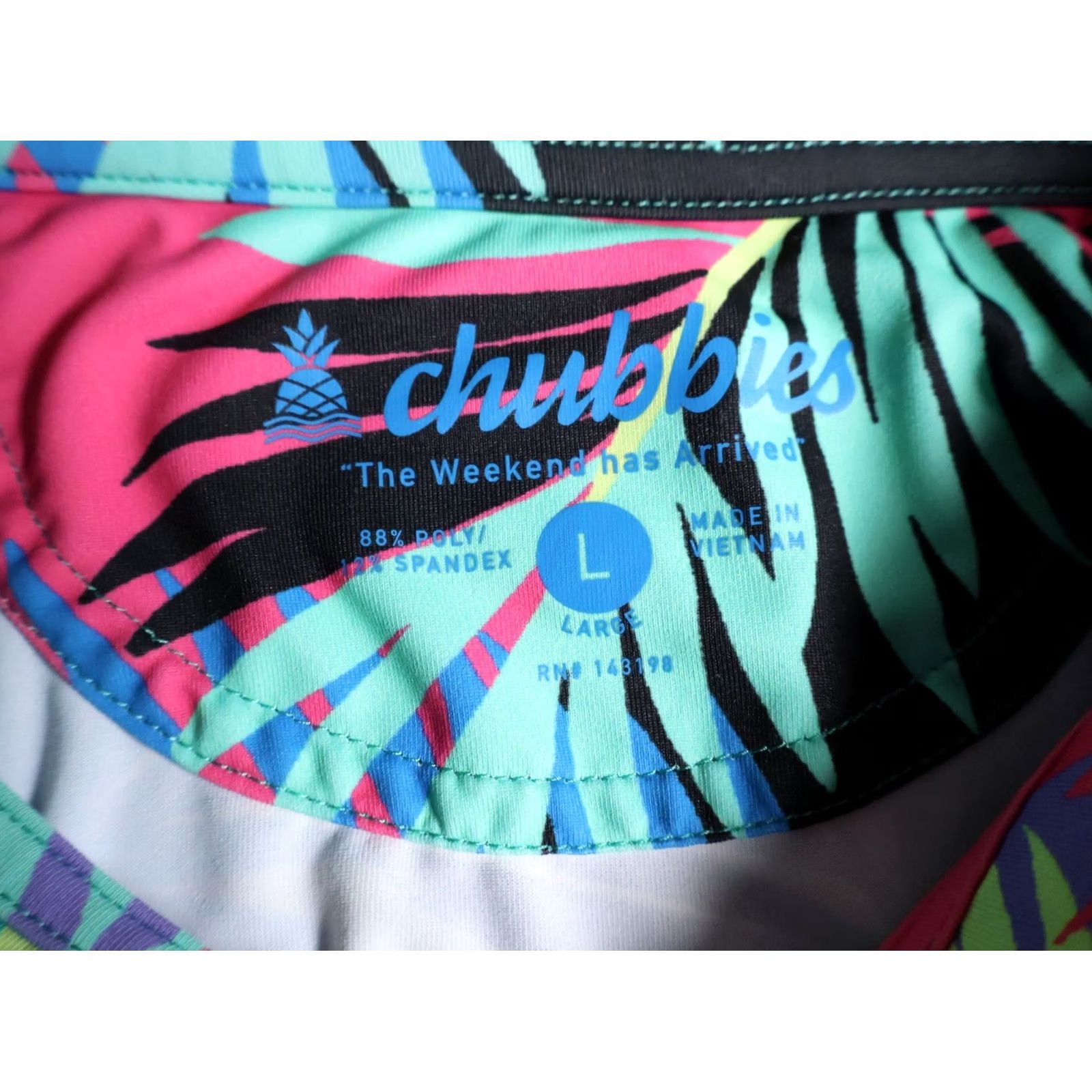 Chubbies Chubbies Polo Shirt Men L Multicolor Palm Tree Pattern Polyester Spandex Shirts Polo Short Sleeve Casual Stretch Size US L / EU 52-54 / 3 - 3 Thumbnail