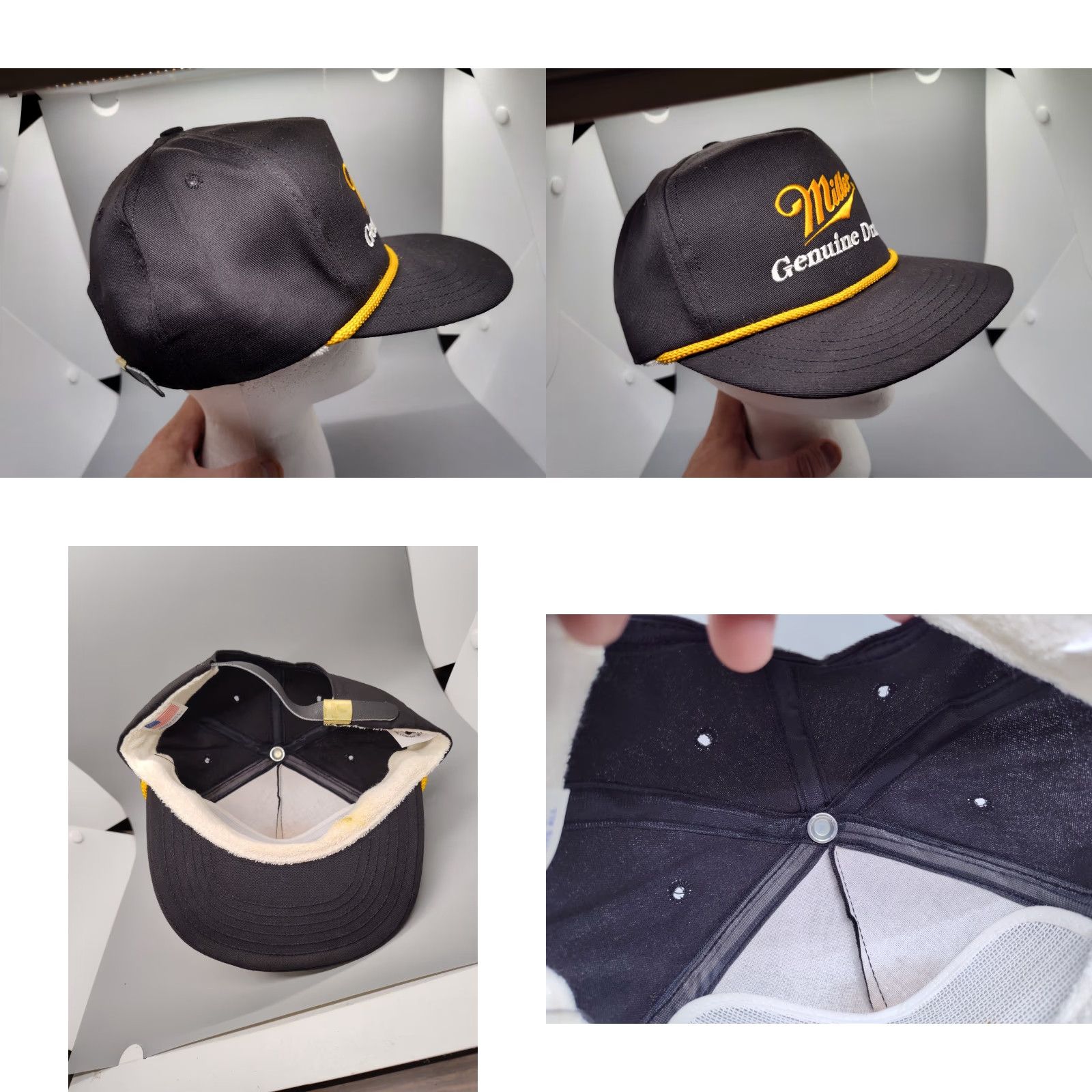 Vintage VINTAGE Miller Genuine Draft Rope Hat USA Adjustable Black Golf Hat Mens Size ONE SIZE - 8 Thumbnail