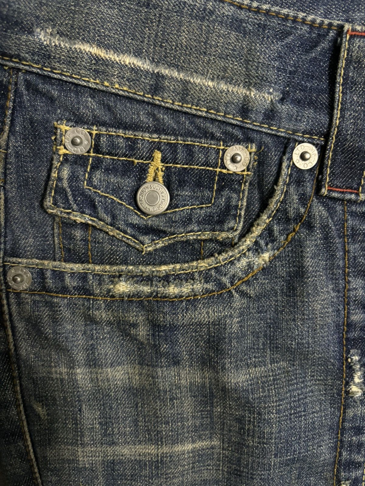 If Six Was Nine Vintage Vanquish Mud Wash Flare Distressed Grunge Jeans Size US 33 - 5 Thumbnail