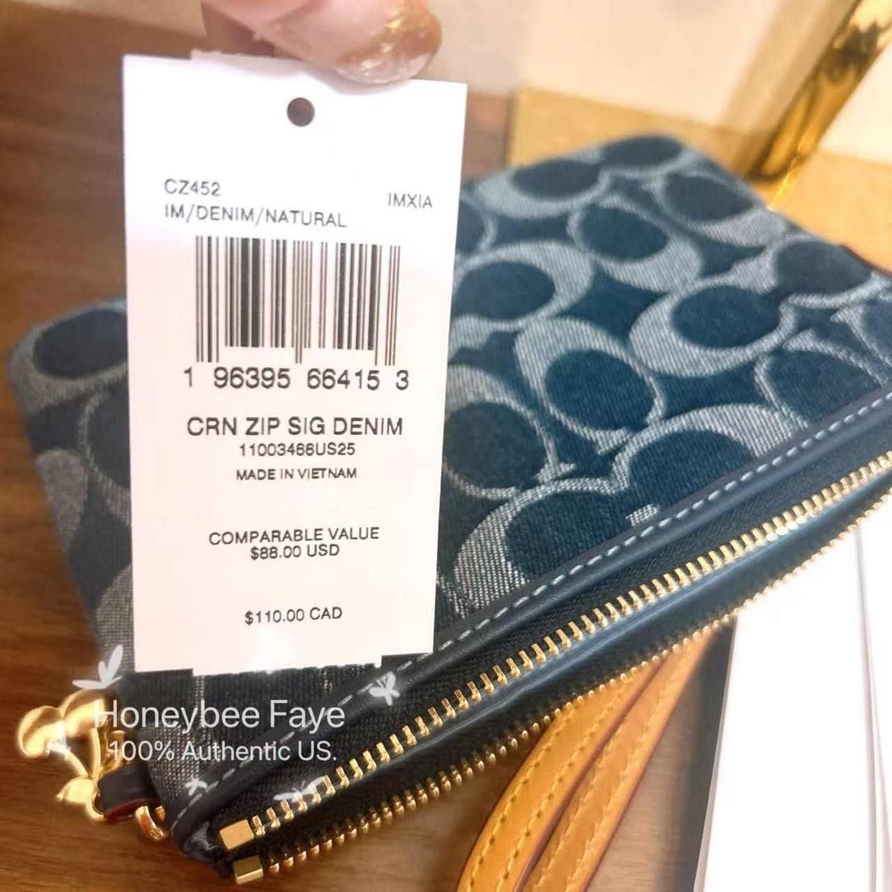 Coach Corner Zip Wristlet In Signature Denim CZ452 Size ONE SIZE - 7 Thumbnail