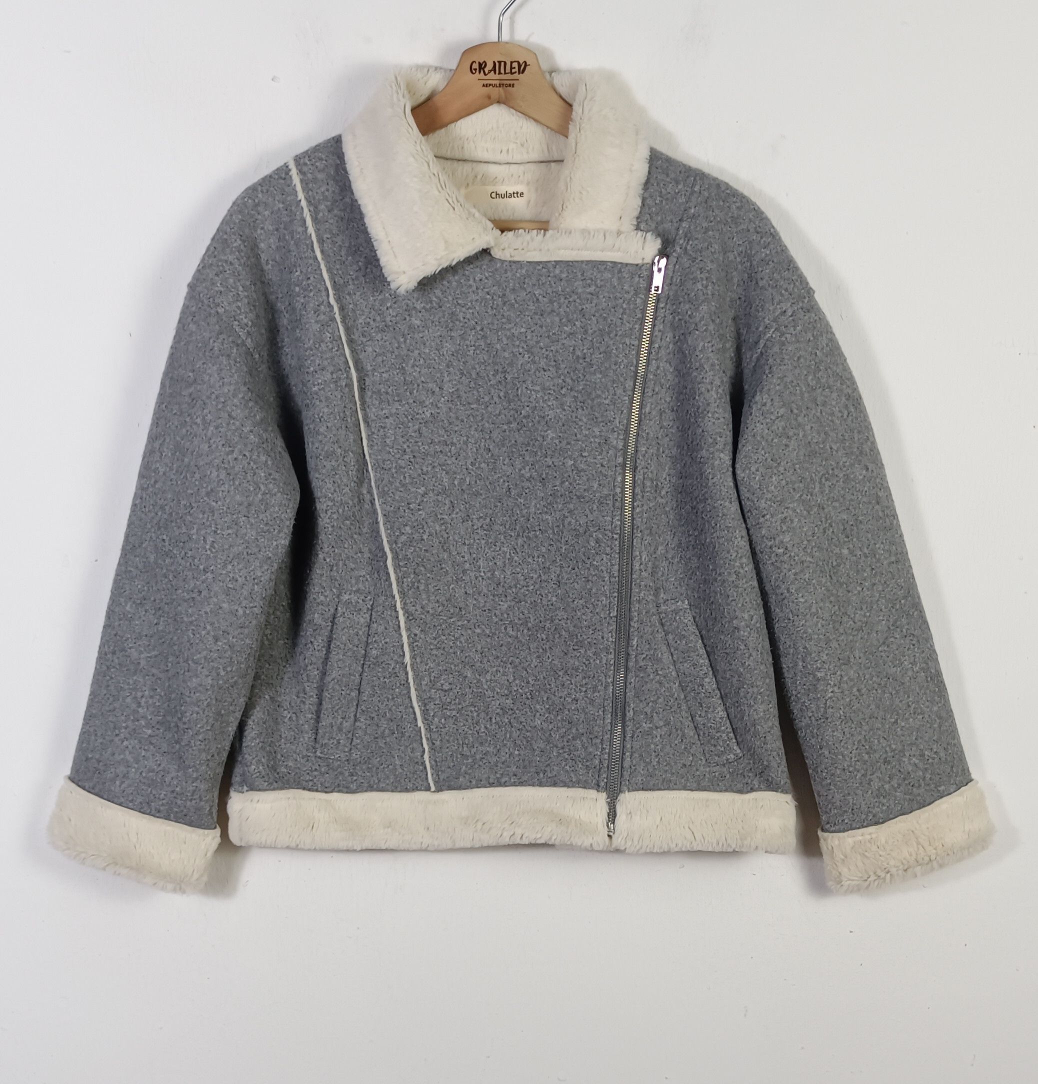Japanese Brand Vintage🔥 Chulatte Faux Mouton Zip Up Jacket Size M / US 6-8 / IT 42-44 - 1 Thumbnail