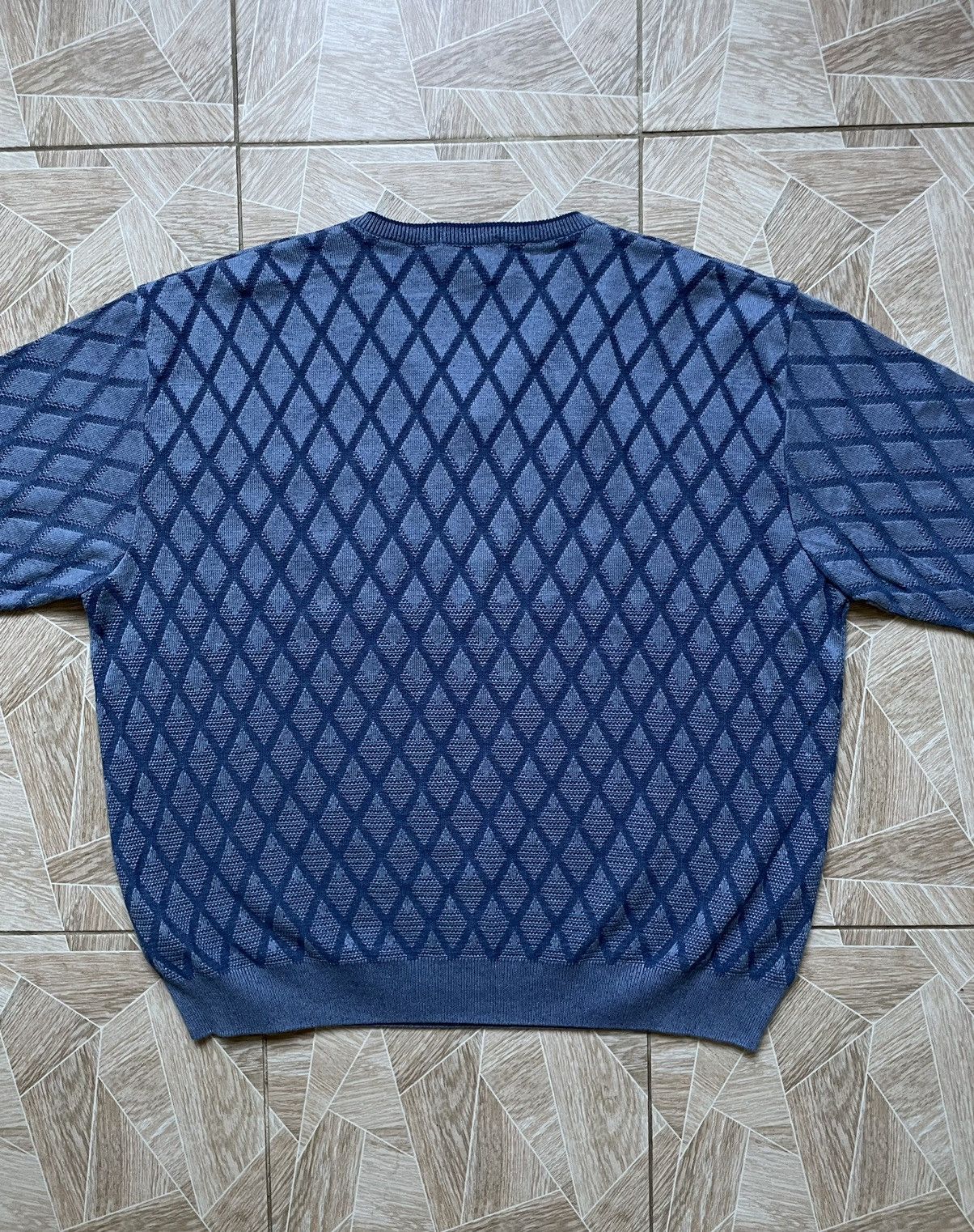 Vintage Montechiaro Knitted Sweater Italy Designers Monogram Rhombus Size US XL / EU 56 / 4 - 6 Thumbnail