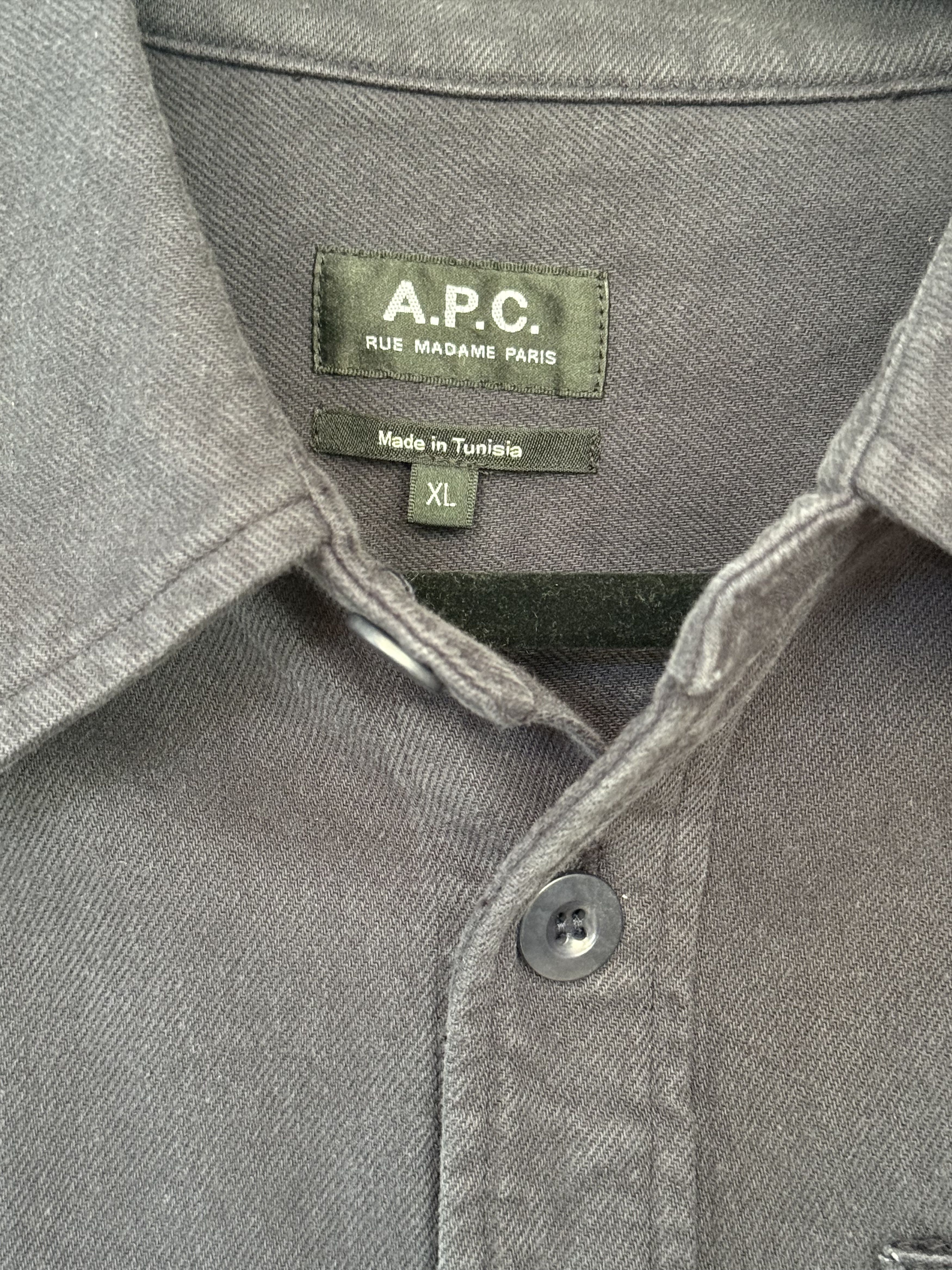 A.P.C. APC Button Up Cotton Shirt - Navy, XL Size US XL / EU 56 / 4 - 3 Thumbnail