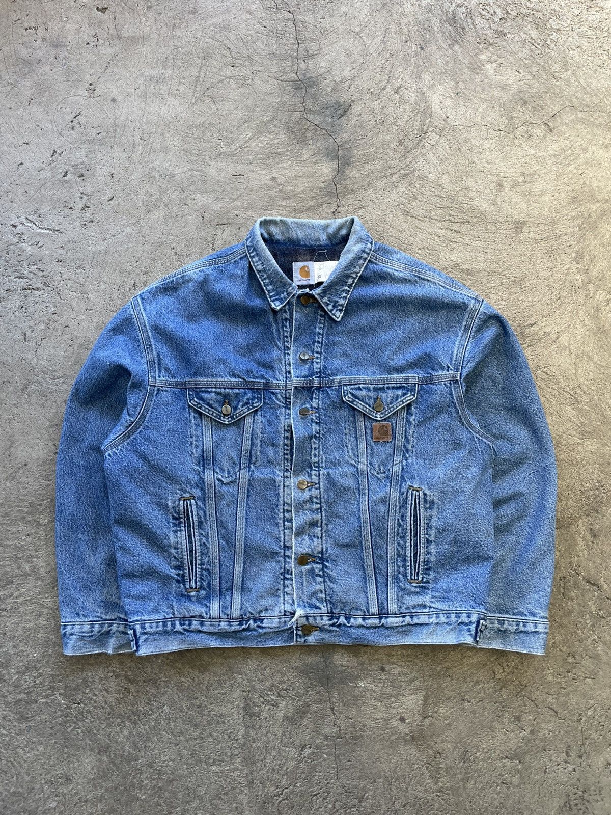 Carhartt 90’s USA Carhartt Denim Trucker jacket JB0998 Size US XL / EU 56 / 4 - 1 Thumbnail