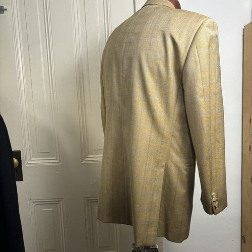 Pal Zileri Pal Zileri Beige Blue Windowpane Wool Blazer Men’s Size 52 I Size 42R - 4 Thumbnail
