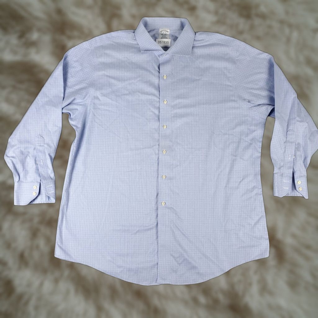 Brooks Brothers Brooks Brothers Dress Shirt Mens Size 18 Blue Plaid Long Sleeve Button Up Formal Casual Size 48R - 1 Thumbnail