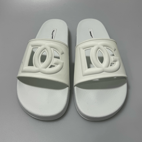 image of Dolce Gabbana Dg Cutout Beach Pool Slides White Men’S Eu 4, Men's (Size 10)