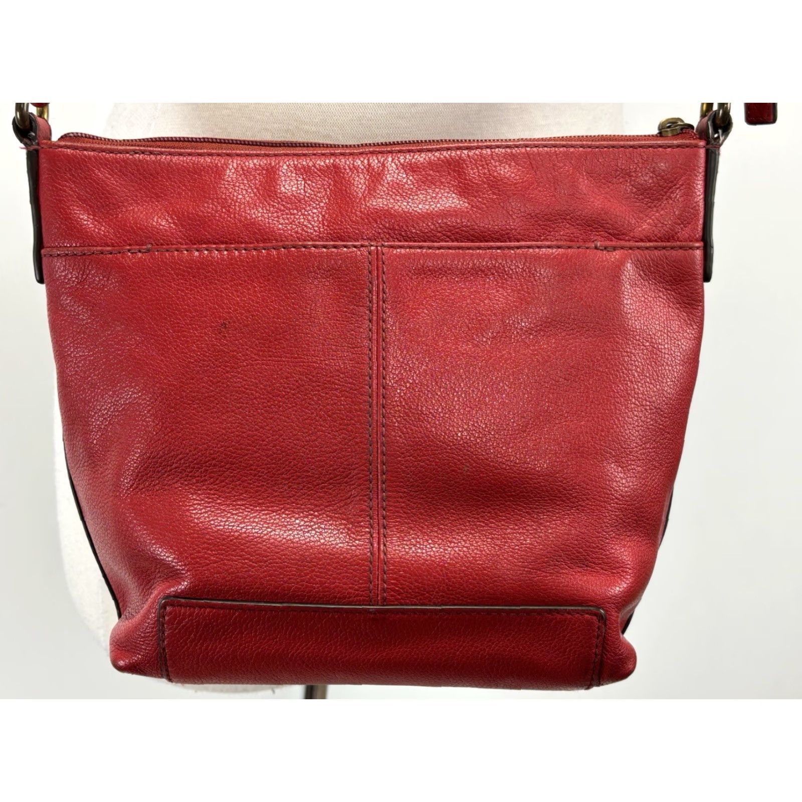 Fossil VINTAGE Fossil Kinley Crossbody Crossbody Bag Red Leather Adjustable Strap Womens Medium 10in 9in Bag Width Zip Size ONE SIZE - 7 Thumbnail