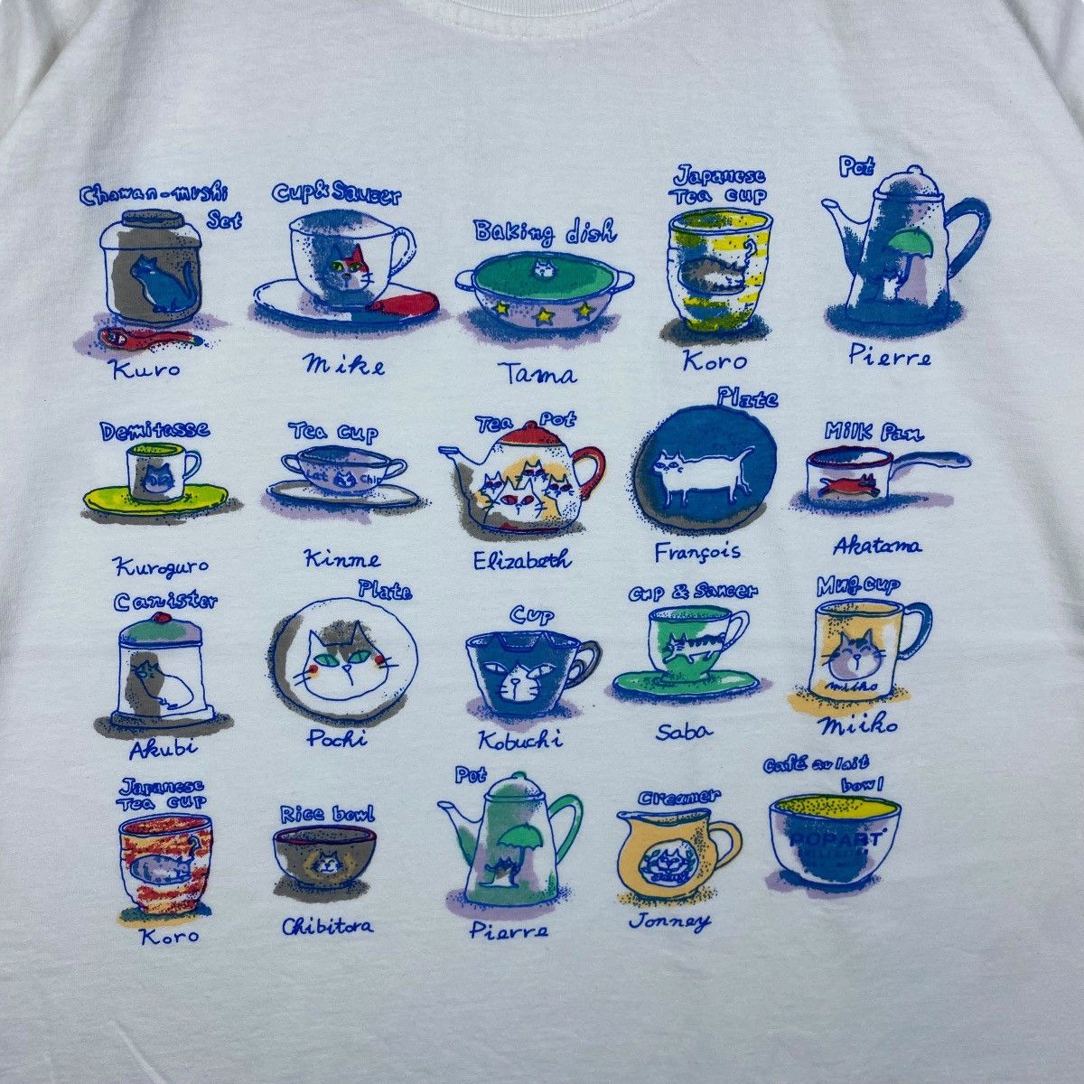 Vintage Vintage 90's LA PANANA CAT On Tableware Graphic Tee Shirt Size US M / EU 48-50 / 2 - 2 Thumbnail