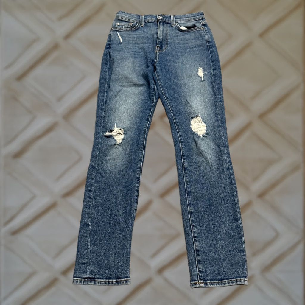 7 For All Mankind 7 For All Mankind Jeans High Waist Skinny Distressed Denim Blue 26 Womens Regular Inseam 27 Holiday City Streetwear 7 For All Mankind Womens Jeans Size 26" / US 2 / IT 38 - 1 Thumbnail