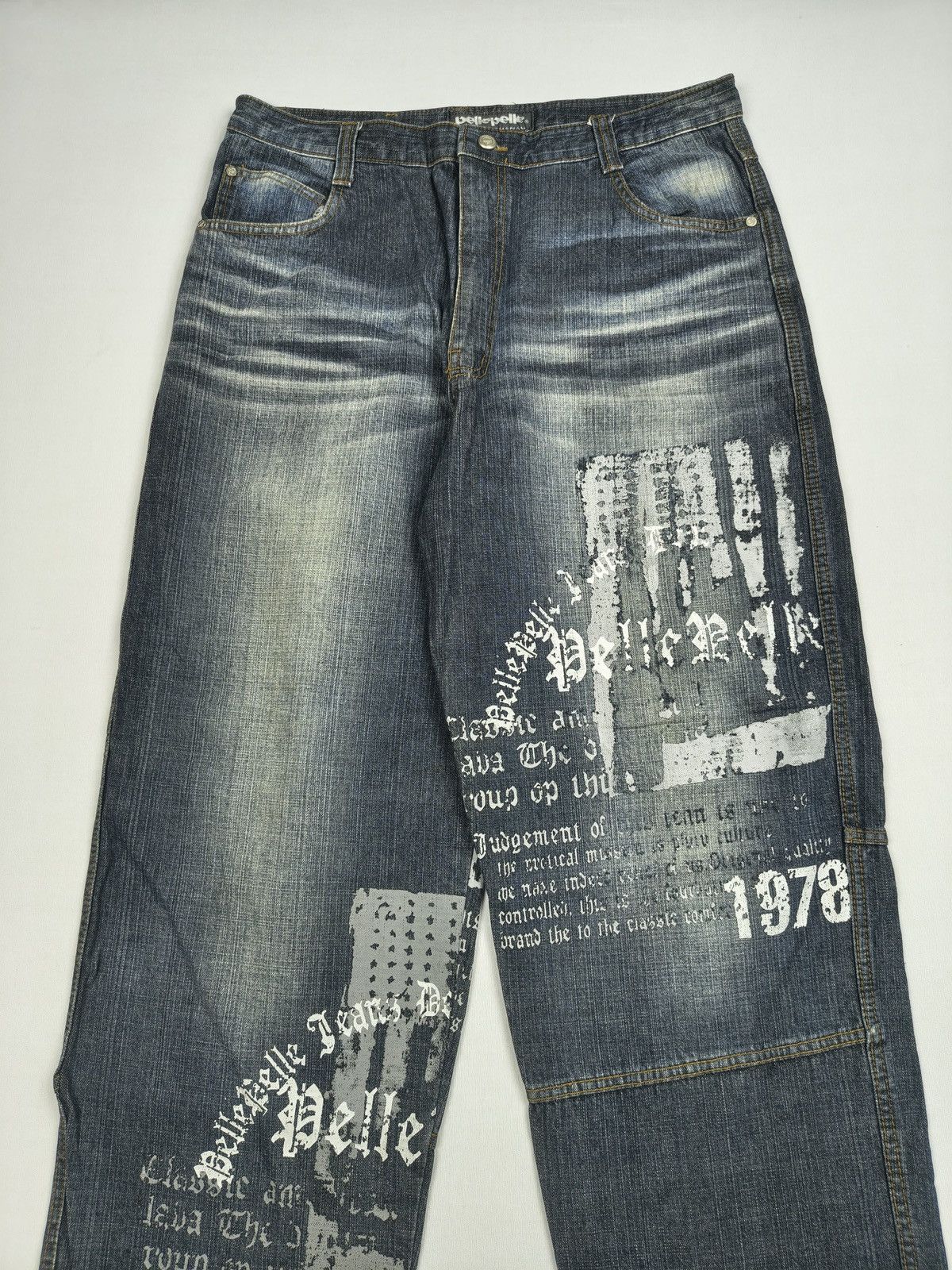 Pelle Pelle Pelle Pelle Crazy Graphic Y2K Baggy Jeans (066) Size US 36 / EU 52 - 3 Thumbnail