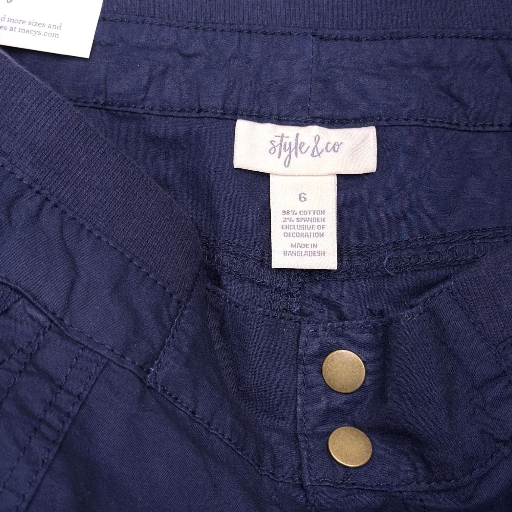 Vintage Style & Co Convertible Leg Pants Womens 6 Navy Mid Rise Comfort Waist New Size 28" / US 6 / IT 42 - 5 Thumbnail