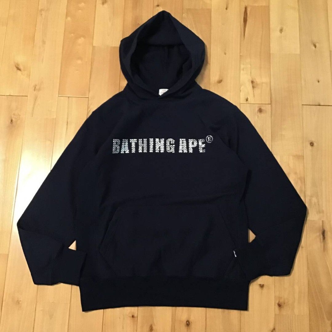 Bape × Swarovski 🔥Vintage🔥 Swarovski BAPE logo pullover hoodie Navy APE NIGO Size US S / EU 44-46 / 1 - 2 Thumbnail