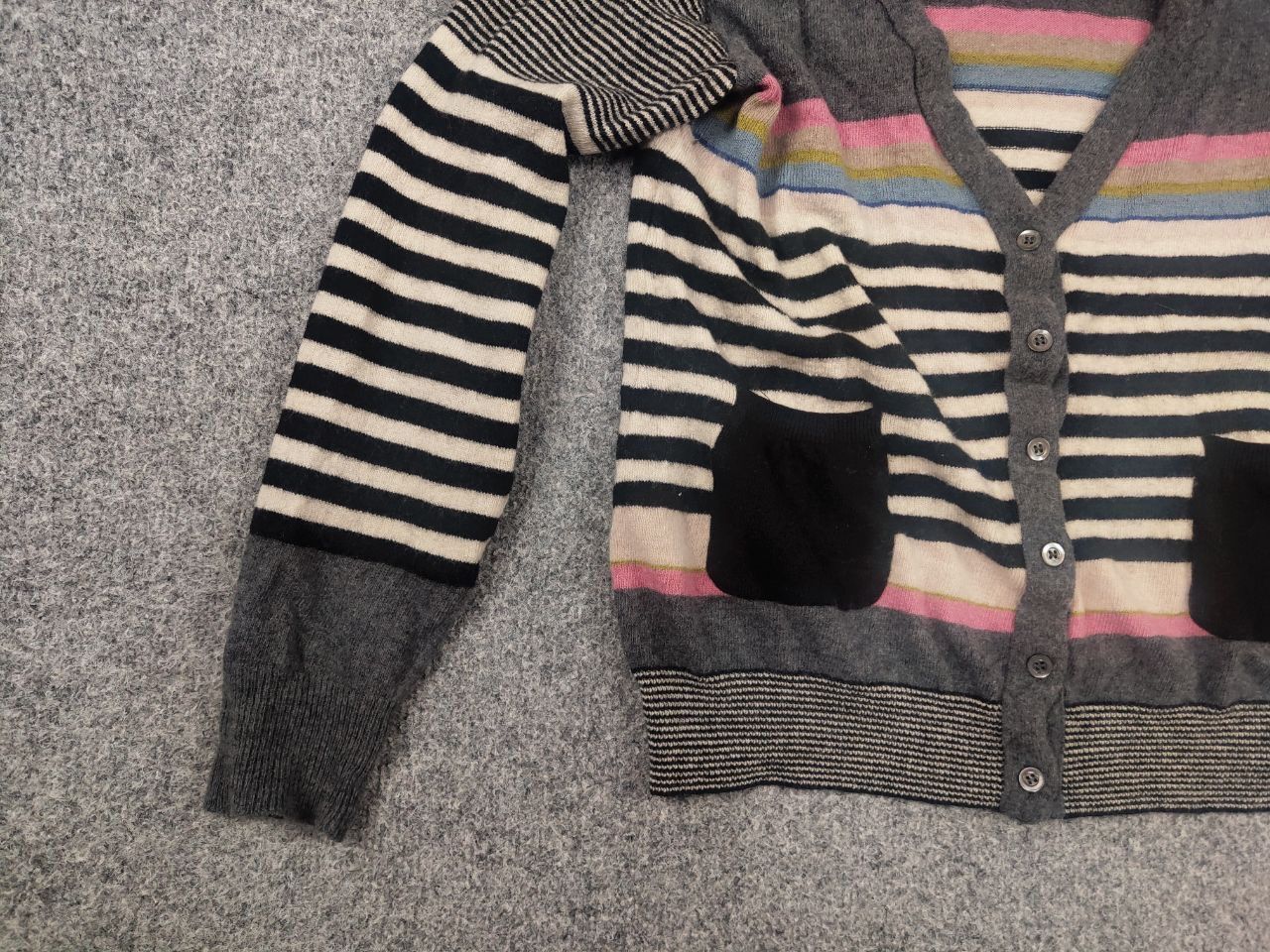 Moschino Moschino cheap & chic Wool Blend Button Striped Cardigan Size L / US 10 / IT 46 - 8 Thumbnail
