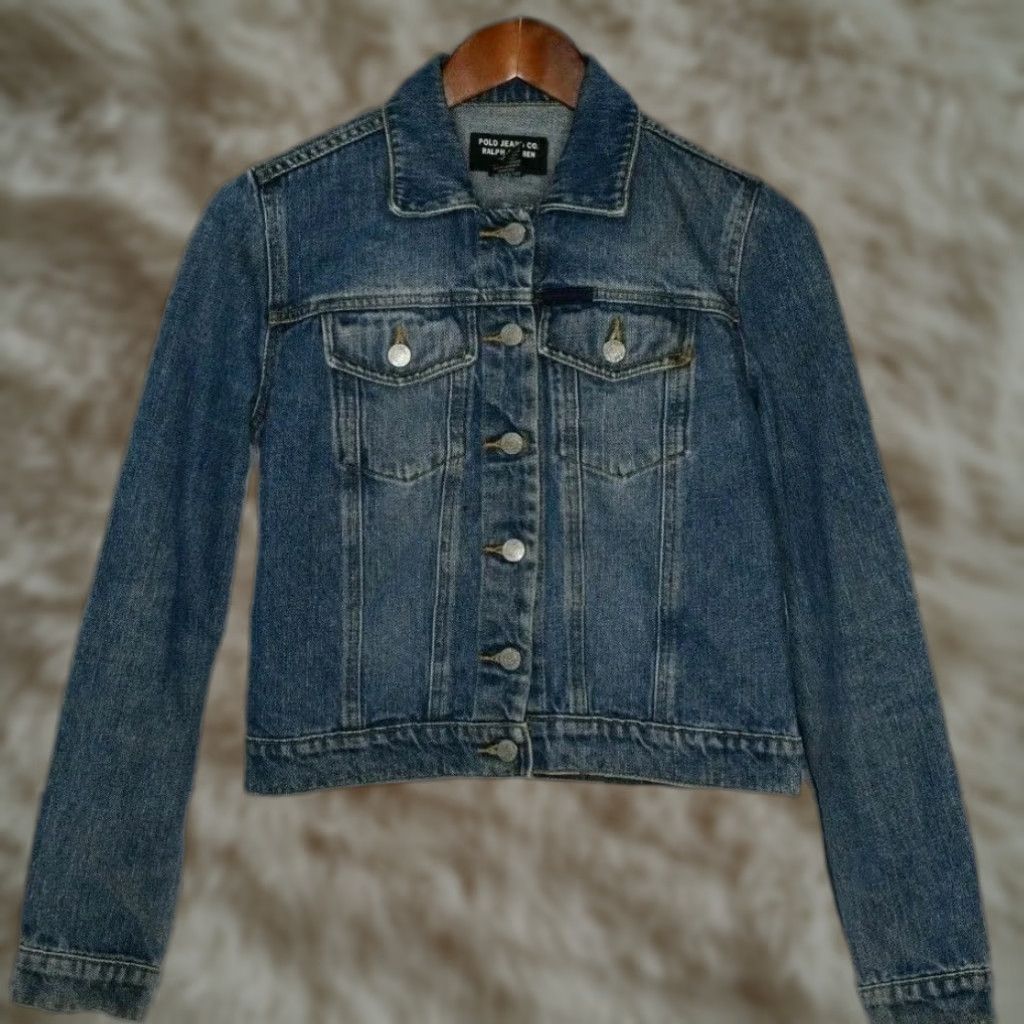 Polo Ralph Lauren VINTAGE Polo Ralph Lauren Denim Trucker Jacket Womens XS Distressed Denim Blue Size XS / US 0-2 / IT 36-38 - 1 Thumbnail