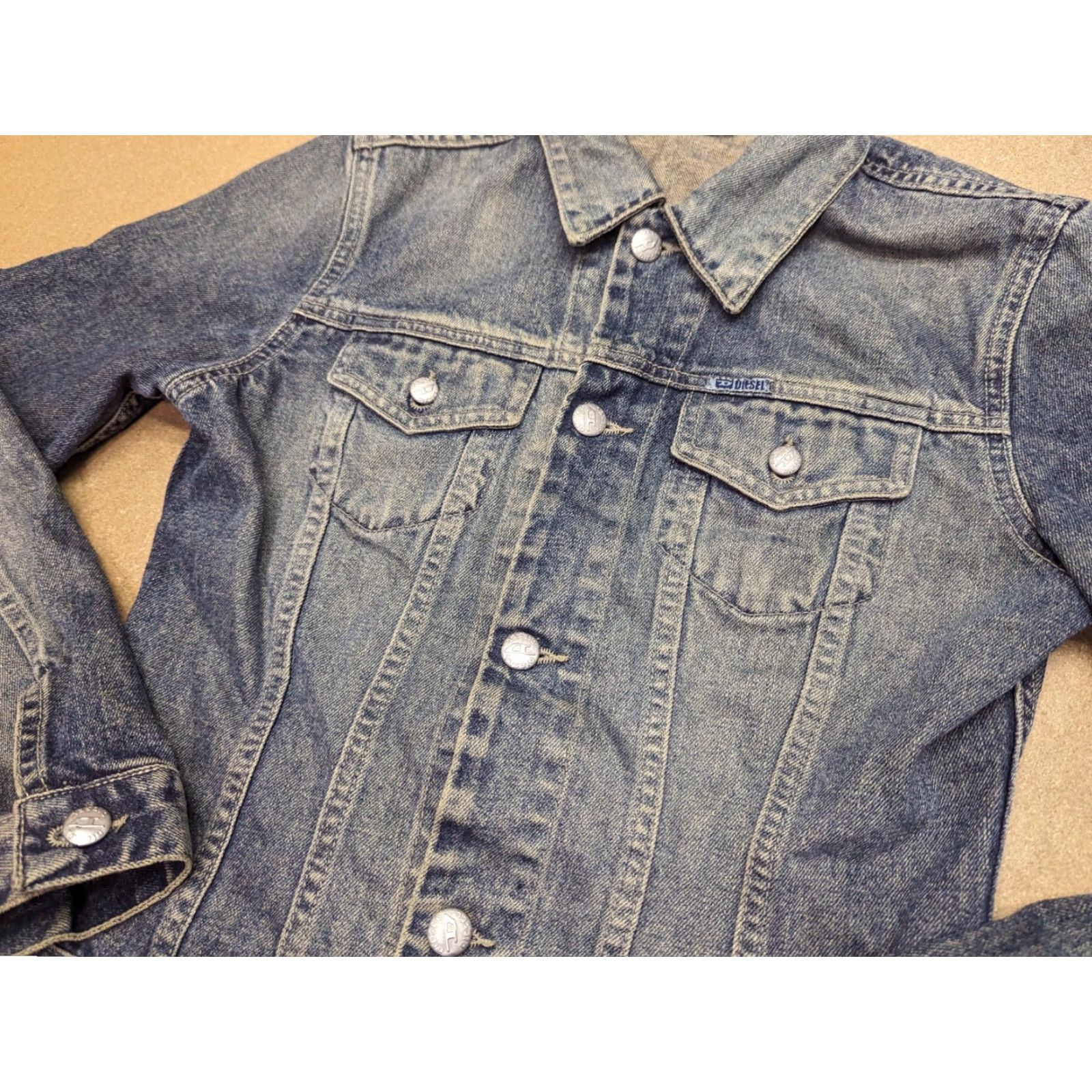 Diesel Diesel Jacket Denim Size M Dark Wash Distressed Pockets Womens Vintage Style Biker Jacket Size M / US 6-8 / IT 42-44 - 7 Thumbnail