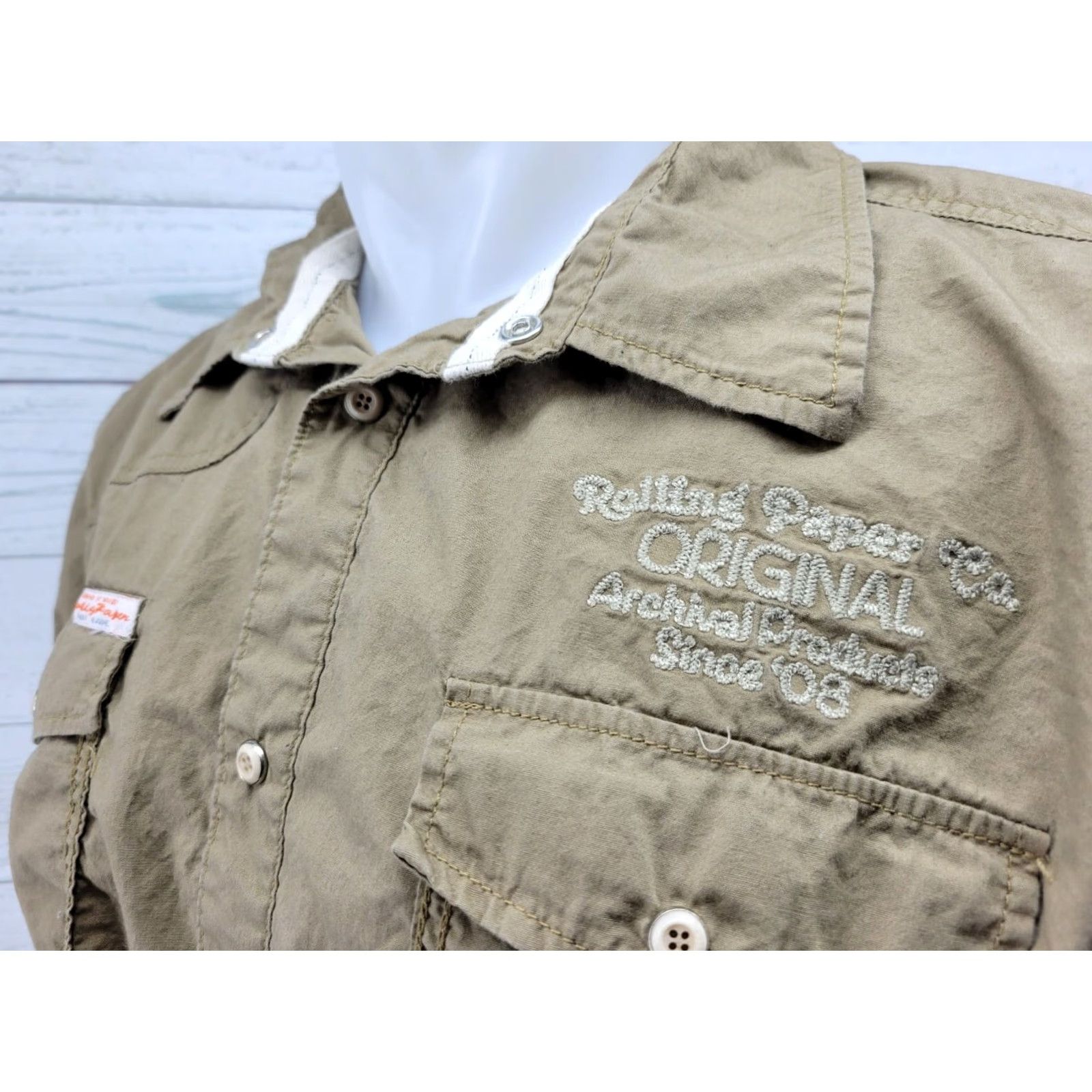 Vintage Rolling Paper Brown Snap Patch Long Sleeve Shirt Mens 2XL Plaid Button-Up Cotton Flannel 100% Size US XXL / EU 58 / 5 - 3 Thumbnail