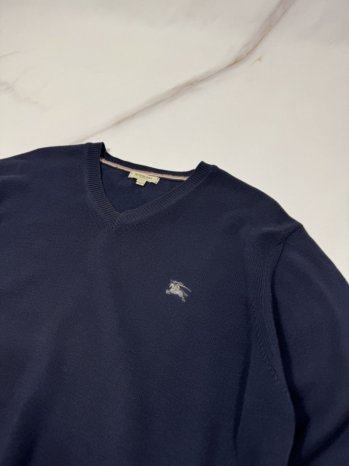 Burberry Vintage Burberry V-neck Dark Blue Sweater Size US L / EU 52-54 / 3 - 4 Thumbnail