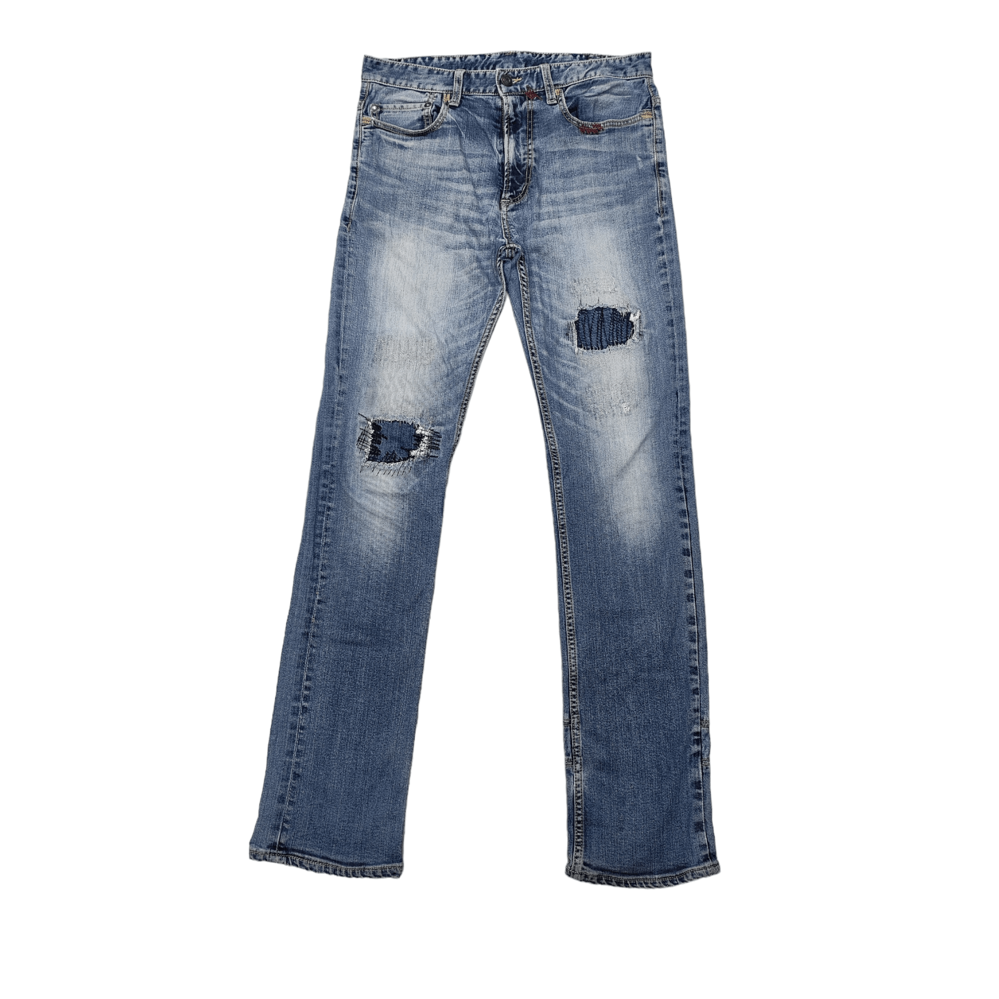 image of If Six Was Nine x Ppfm Buckle Back Distressed Jeans in Blue Distressed, Men's (Size 32)