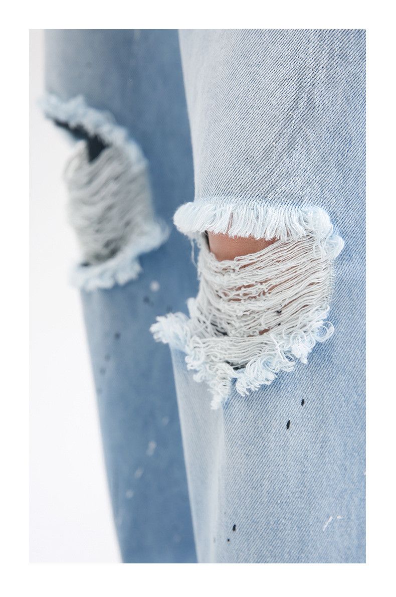 Japanese Brand × Jean Japanese retro ink-splashed straight-leg ripped casual jeans Size US 32 / EU 48 - 5 Thumbnail