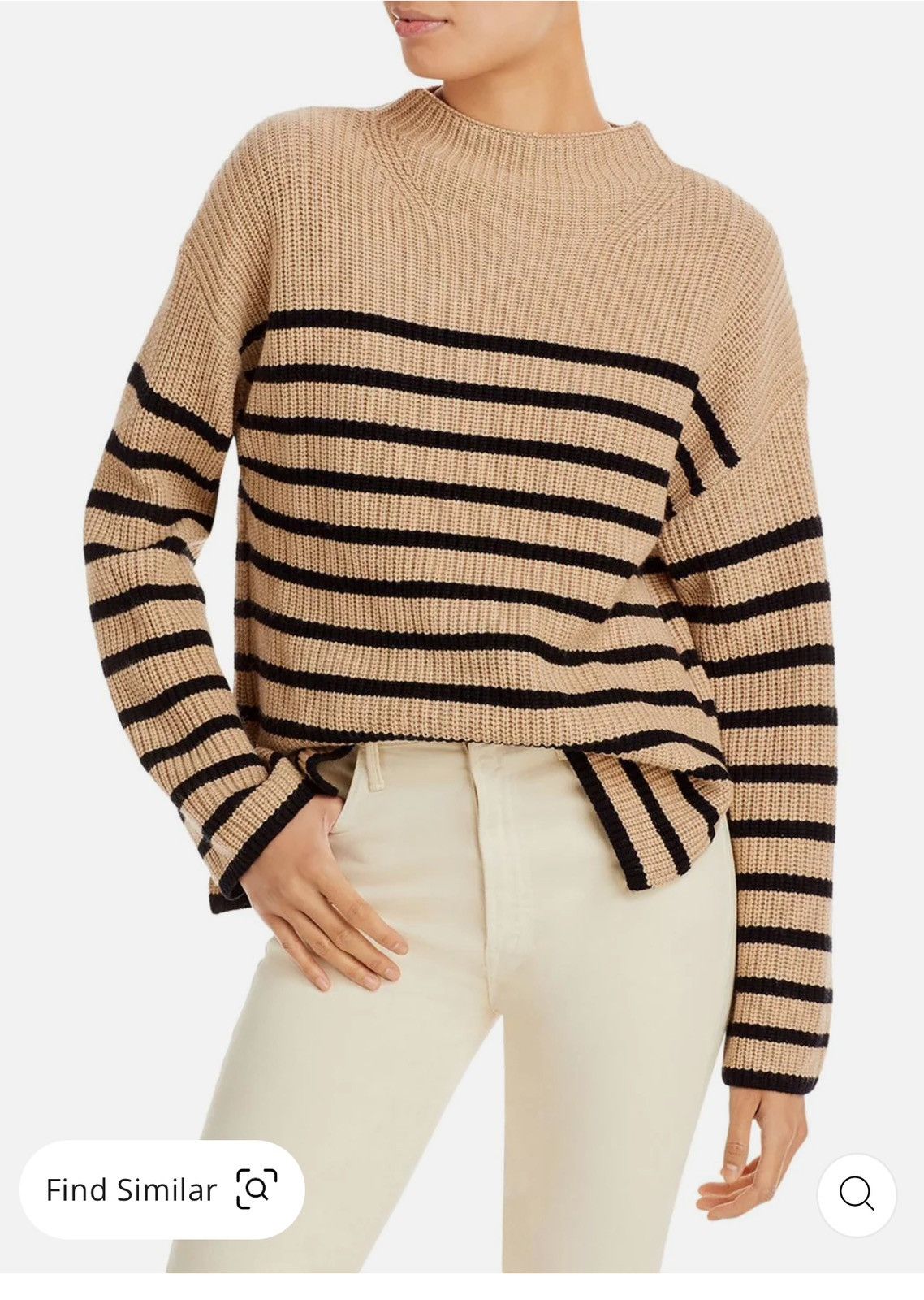 image of Rails Claudia Womens Funnel Neck Striped Funnel-Neck Sweater in Black/Tan (Size Small)