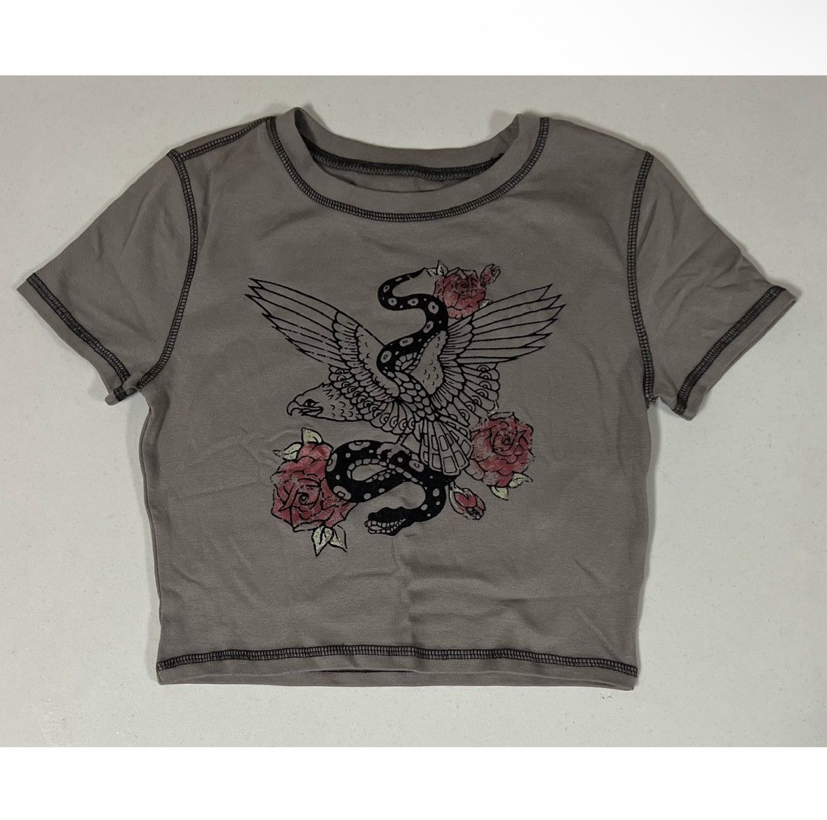 Arizona Jean Co. Arizona Gray Snake Graphic Tee T-Shirt Crop Top Size S 🥀 Size S / US 4 / IT 40 - 2 Thumbnail