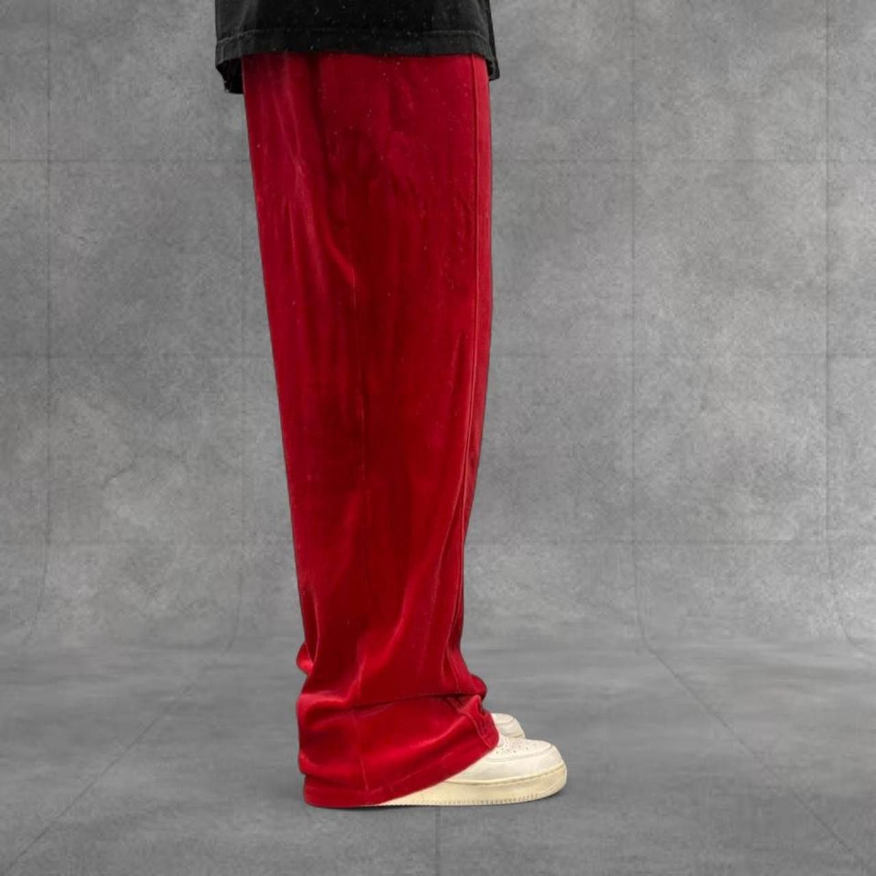 Vintage Crazy Vintage Y2K/2000s Super Baggy Wideleg Red Velour Velvet Sweatpants! Size US 36 / EU 52 - 1 Thumbnail