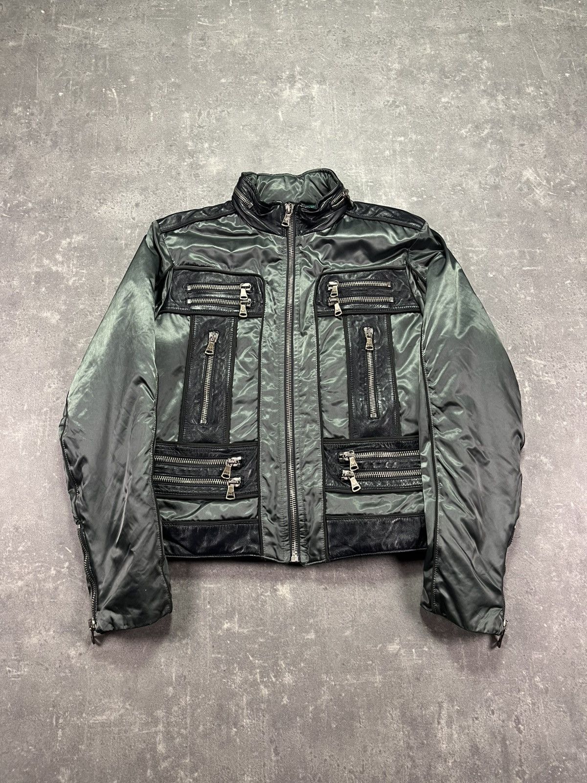 DOLCE & GABBANA グレー ジャンパー　00s 00s dolce&gabbana stitch leather jacket 2000s Dolce