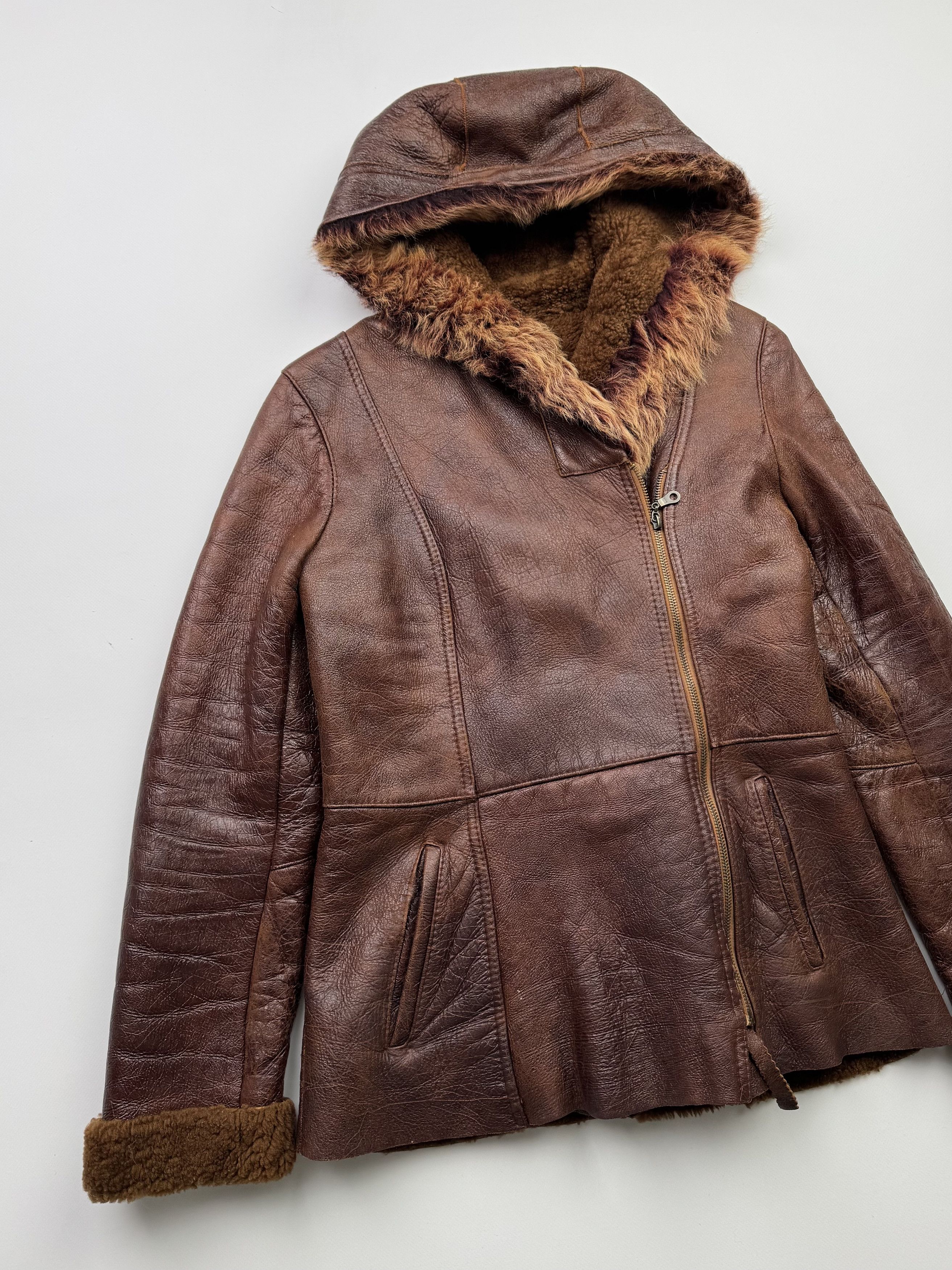 Vintage Vintage Real Sheepskin Hooded Coat B293(V85)E2 Size M / US 6-8 / IT 42-44 - 2 Thumbnail