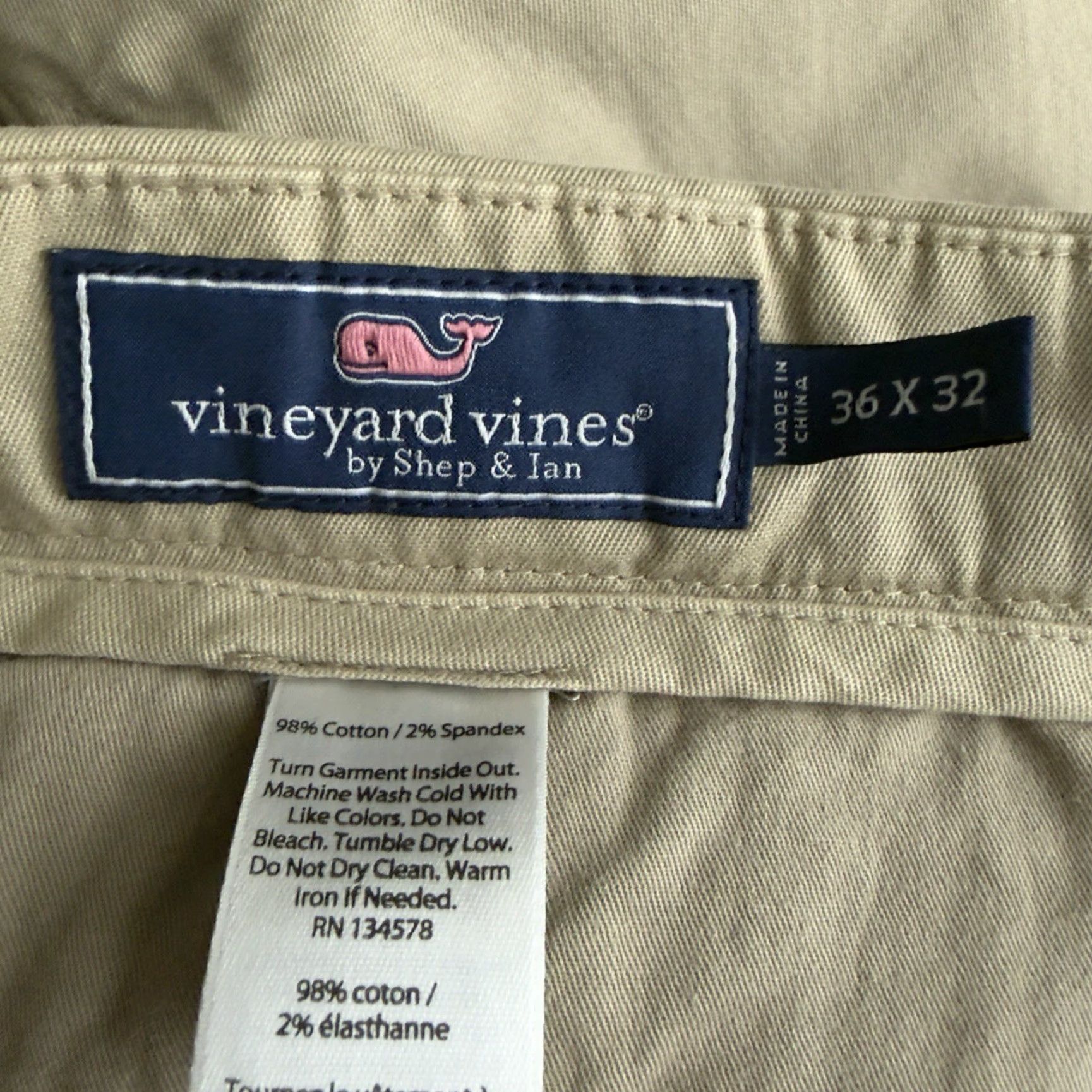 Vineyard Vines VINEYARD VINES Slim Pant Mens Size 32 x 36 Cotton Chino Casual Brown Tan Slim Fit Pants Size US 32 / EU 48 - 4 Thumbnail