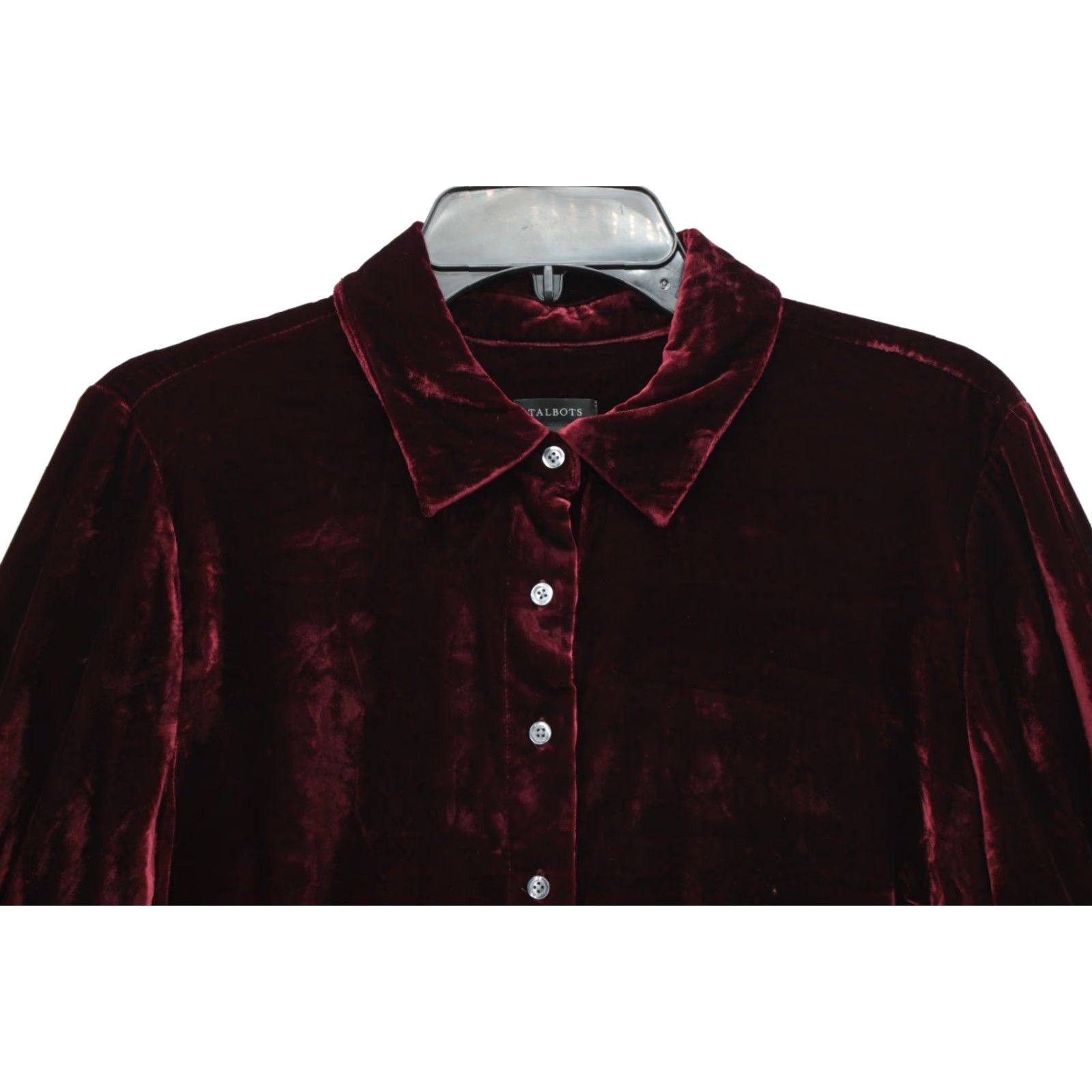 Talbots Talbots Blouse Women's Red Velvet Long Sleeve Button Up Christmas M Regular Size M / US 6-8 / IT 42-44 - 2 Thumbnail