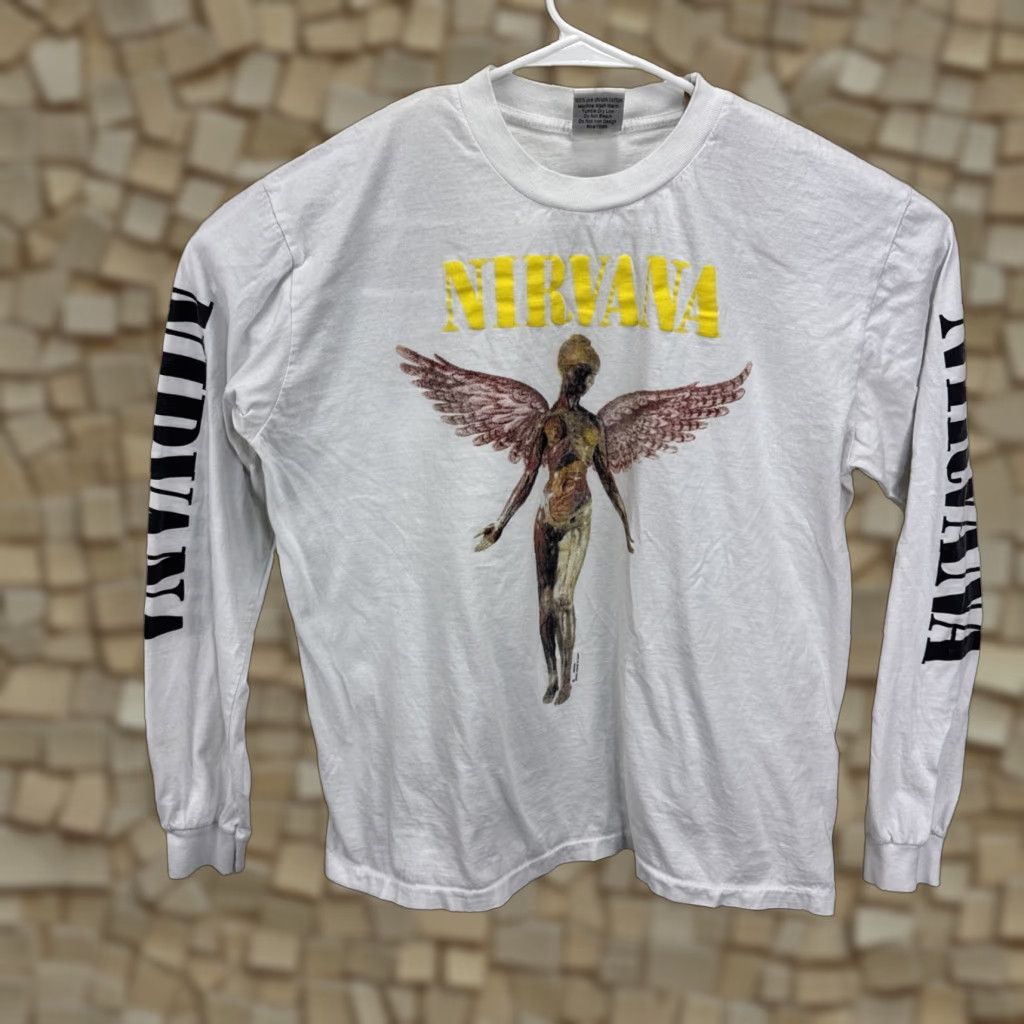 Vintage VINTAGE Nirvana In Utero Band Tee Long Sleeve Shirt Reprint White XL Sleeve Hits Size US XL / EU 56 / 4 - 1 Thumbnail