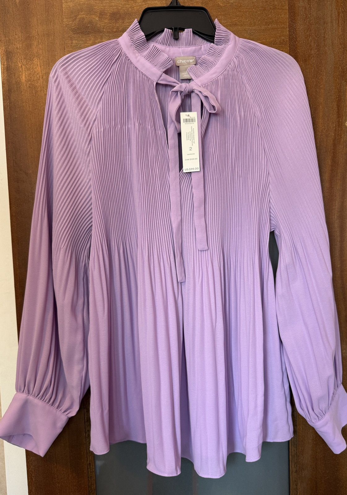 Chicos Chicos Woman Pleated Icy Purple Mockneck Peasant Raglan Top Size L / US 10 / IT 46 - 1 Thumbnail
