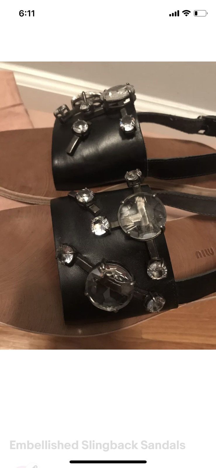Miu Miu Miu Miu Vacchetta Crystal Embellished Slingback Sandals 37 Size US 7 / IT 37 - 4 Thumbnail