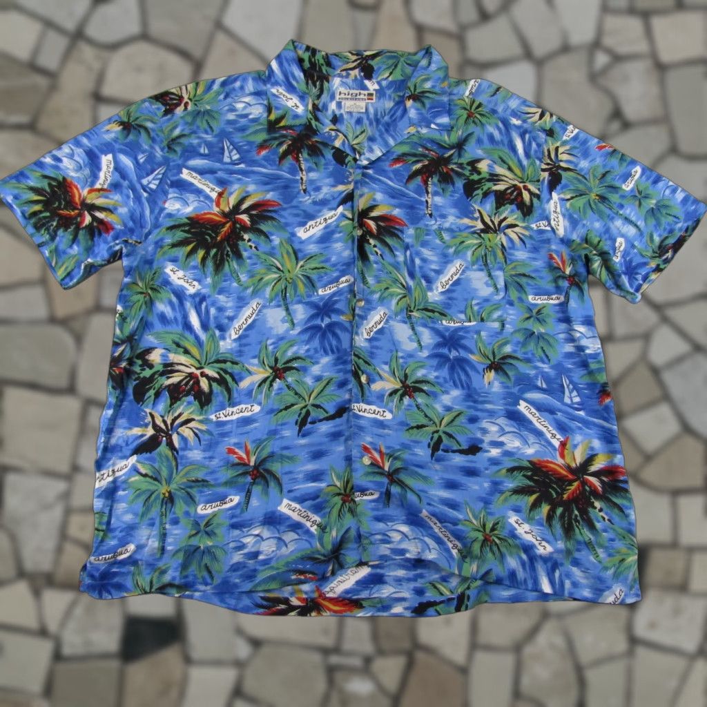 Vintage VINTAGE High Advantage Hawaiian Shirt Mens XL Short Sleeve Blue Beach 90s Casual Size US XL / EU 56 / 4 - 1 Thumbnail