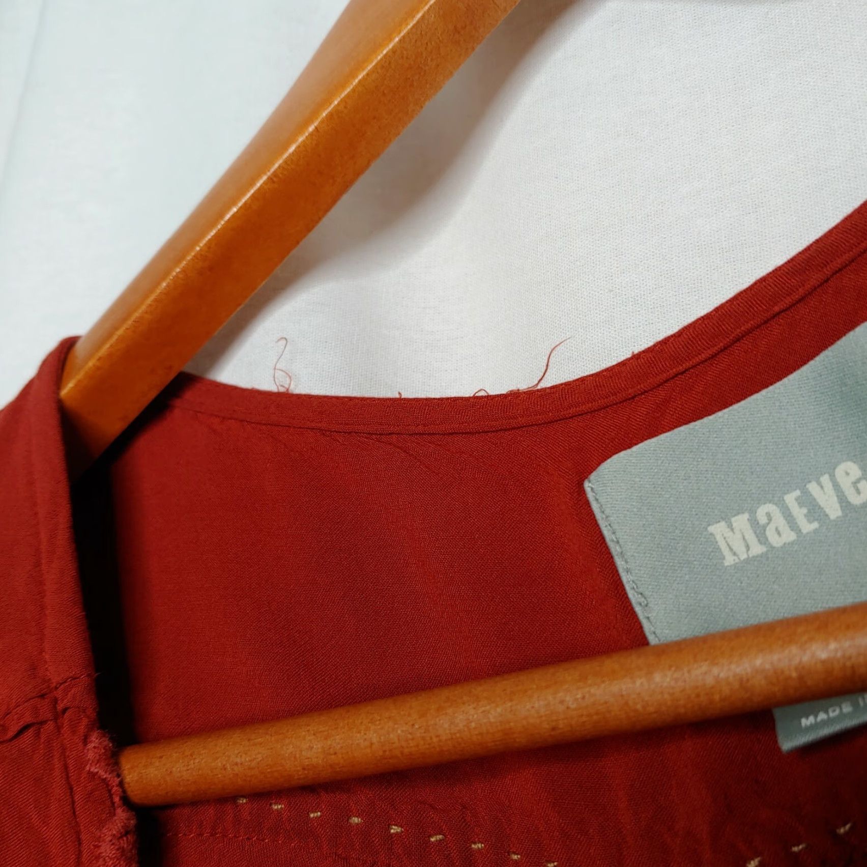 Vintage Maeve Blouse Women 6 Embroidered Button Rust Orange Half Sleeve Scoop Neck Casual Vintage No (adjust as needed to fit allowed) Size M / US 6-8 / IT 42-44 - 6 Thumbnail