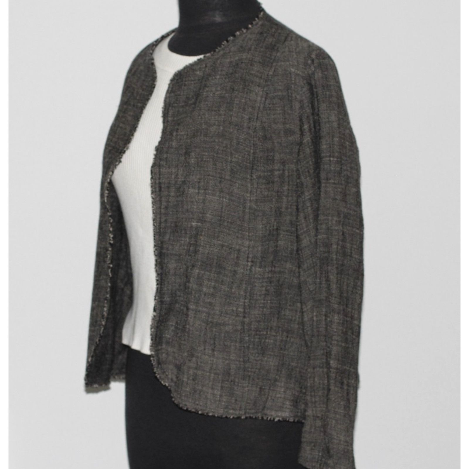 Eileen Fisher EILEEN FISHER Open Front Tweed Linen Blazer Jacket Size PS Size S / US 4 / IT 40 - 2 Thumbnail