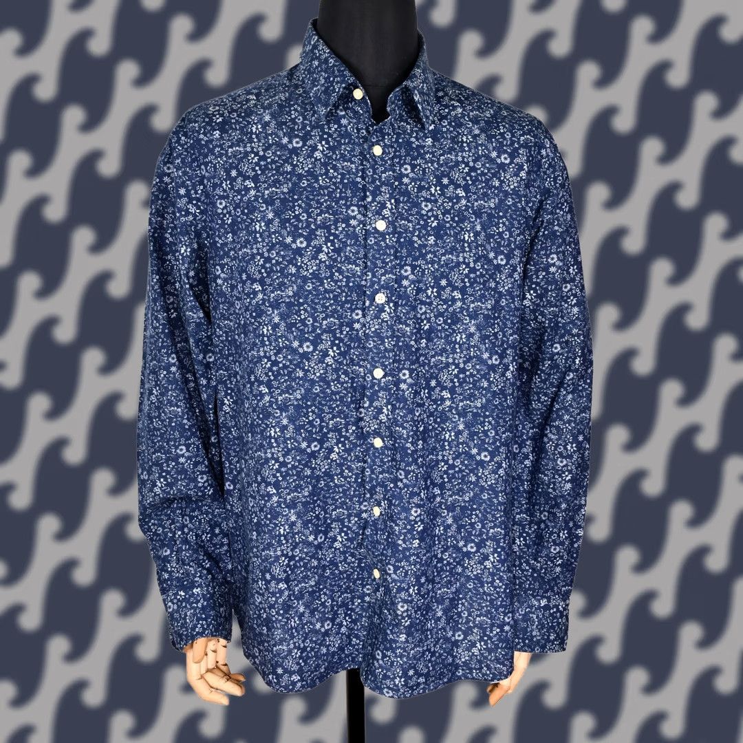 Hackett HACKETT LONDON Slim Fit Floral Blue Long Sleeve Shirt 2XL Men Button-Up Dress Shirt Size US XXL / EU 58 / 5 - 1 Thumbnail