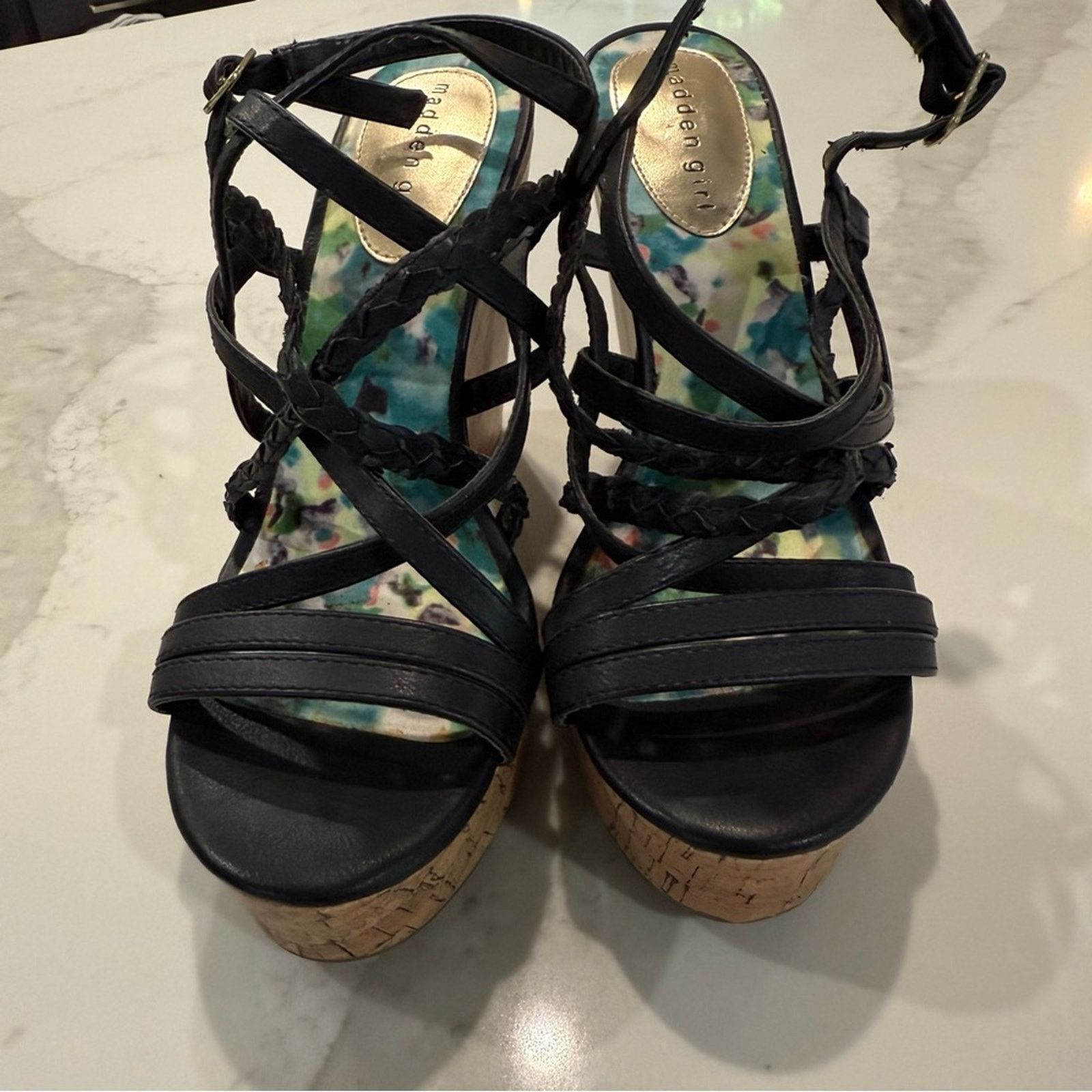 Madden NYC Madden Girl Strappy Platform Cork Wedge Sandals Women's 9M Size US 9 / IT 39 - 2 Thumbnail