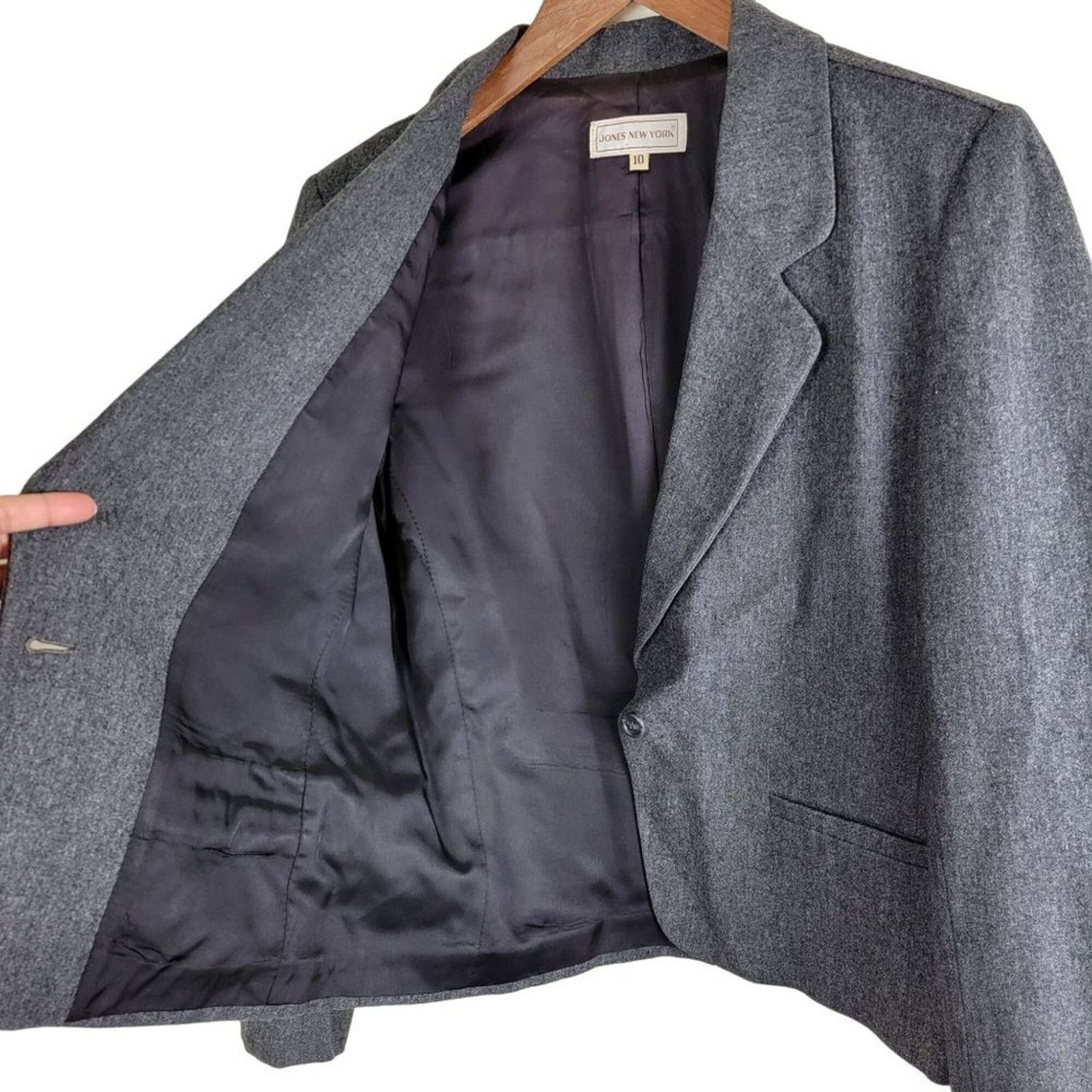 Jones New York Vintage Jones New York Womens Wool Tweed Blazer size 10 Grey Size L / US 10 / IT 46 - 3 Thumbnail