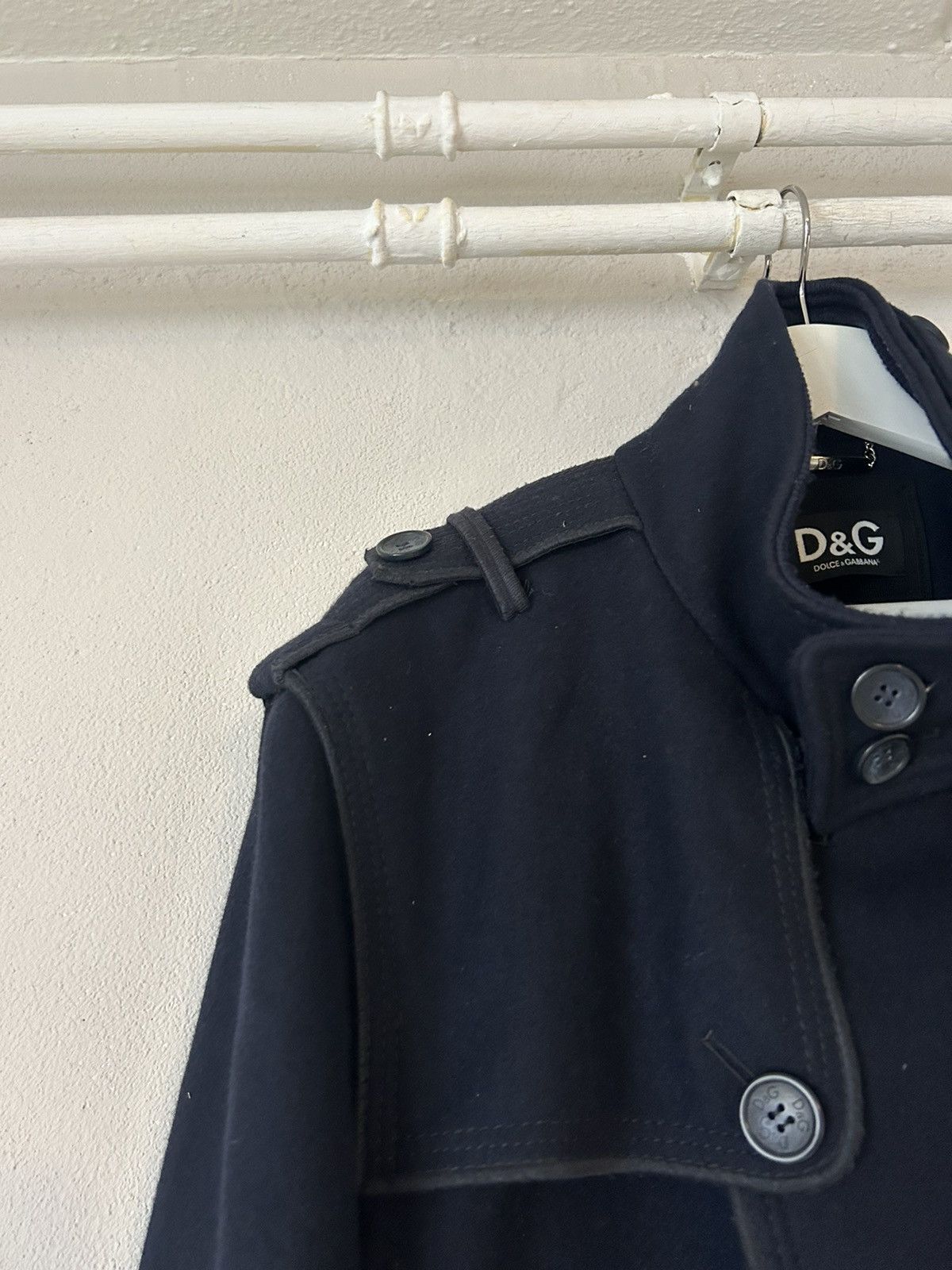 Dolce & Gabbana Navy Wool Military Coat, Size 54, Double-Breasted Size US L / EU 52-54 / 3 - 3 Thumbnail