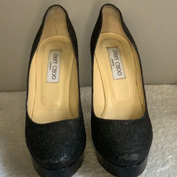 Jimmy Choo Jimmy Choo Black Cosmic Sequin Pumps with a Stiletto Heel Size US 8.5 / IT 38.5 - 2 Thumbnail