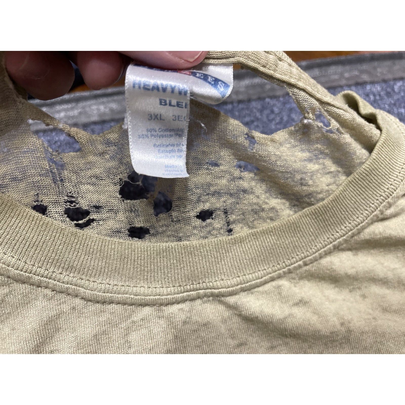 Vintage VINTAGE Thrashed VTG Paper Thin Burnout Buttery T-Shirt 3XL Brown Mens Short Sleeve Grunge WIP Workwear Shirt Size US XXL / EU 58 / 5 - 2 Thumbnail