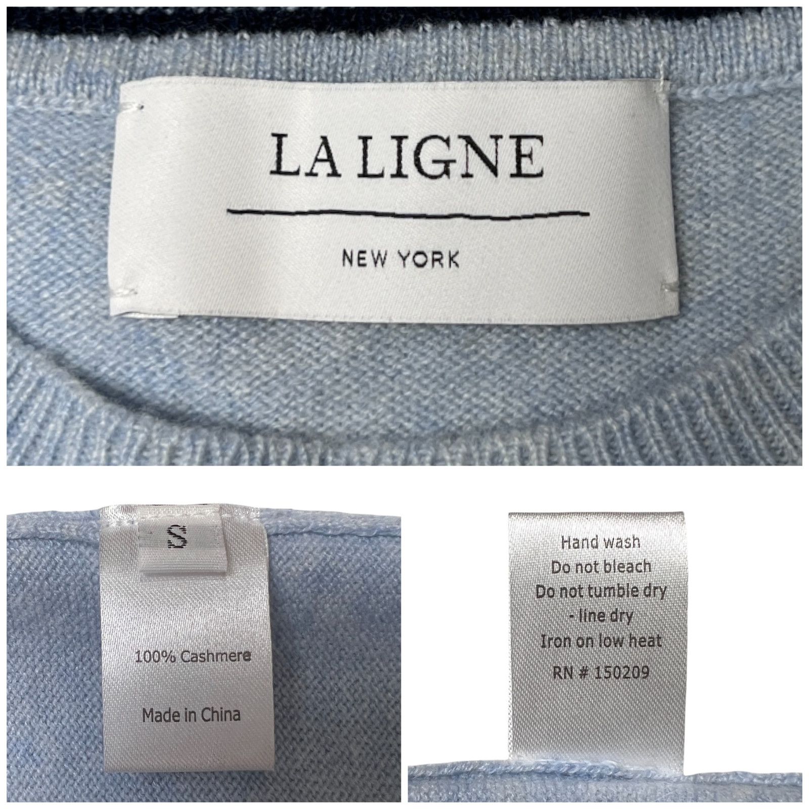 La Ligne La Ligne Cashmere Crew Sweater Small Blue Black Soft Size S / US 4 / IT 40 - 3 Thumbnail