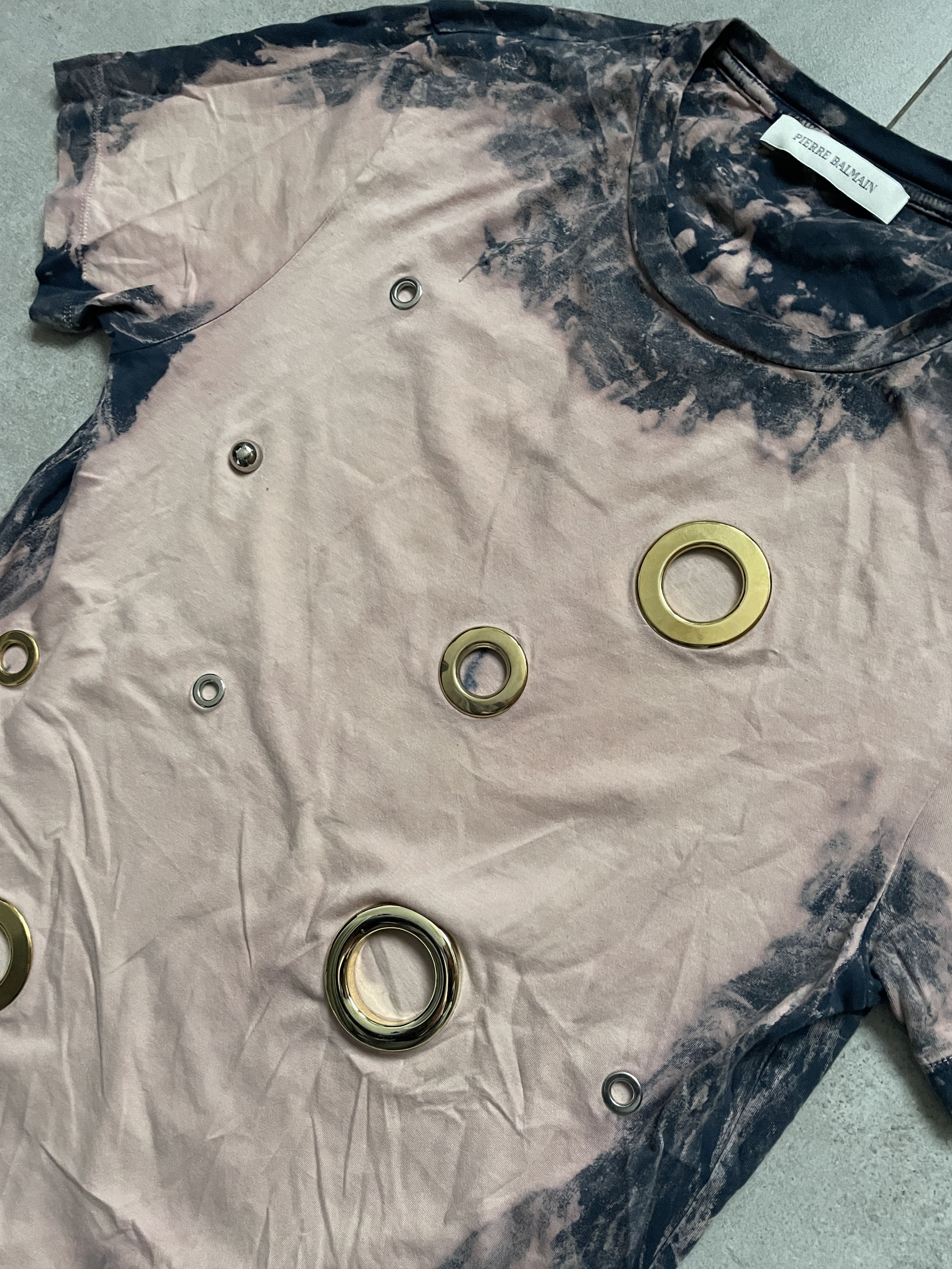 Balmain ARCHIVE BALMAIN PINK NAVY SKINNY METAL RINGS TEE Size US S / EU 44-46 / 1 - 2 Thumbnail