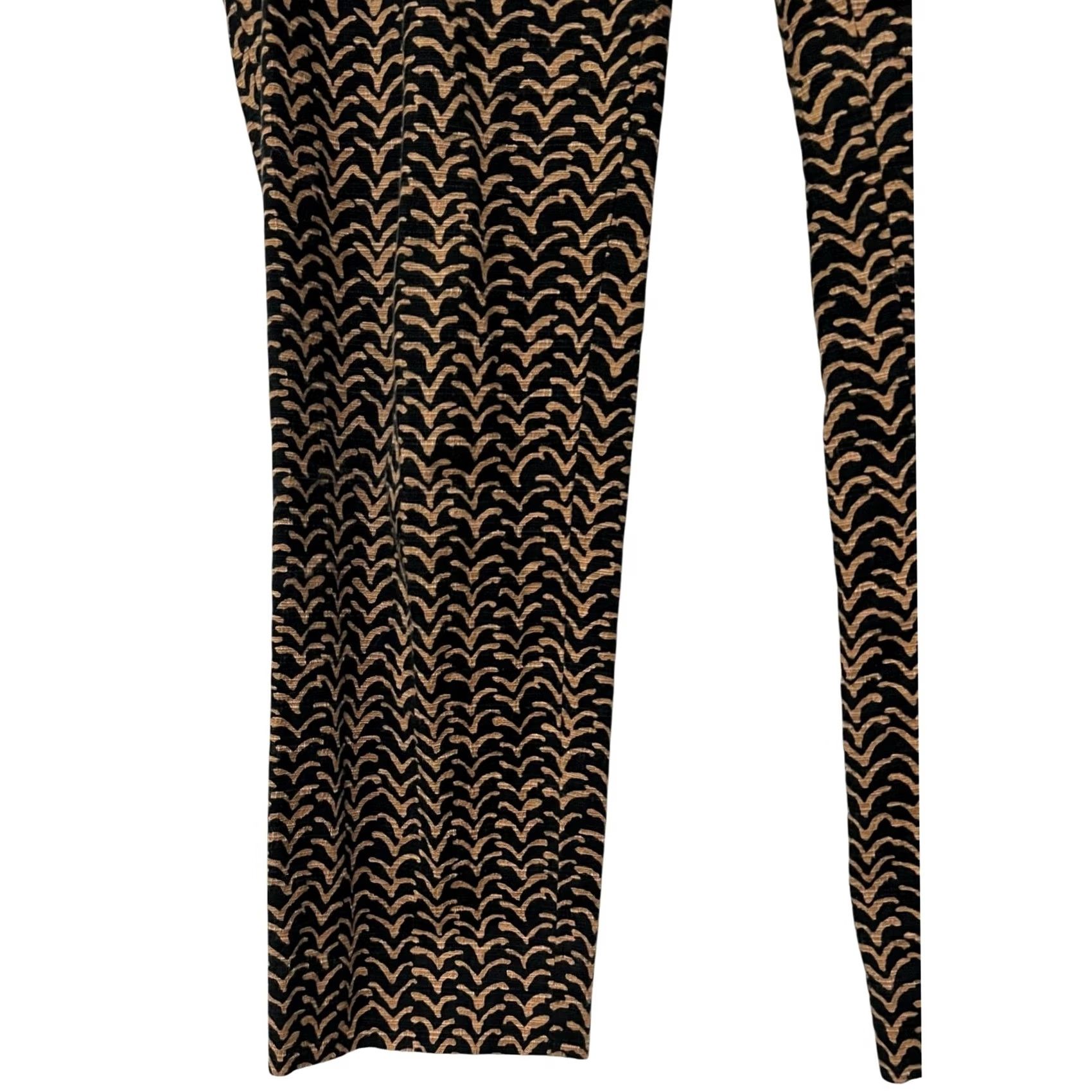Anthropologie Cartonnier Anthropologie Women’s Black Motif Print Ankle Pants Slim Fit 8 Cotton Blend Slim Rise Mid Inseam 25.5 in Hook Zip Womens Size 30" / US 8 / IT 44 - 3 Thumbnail