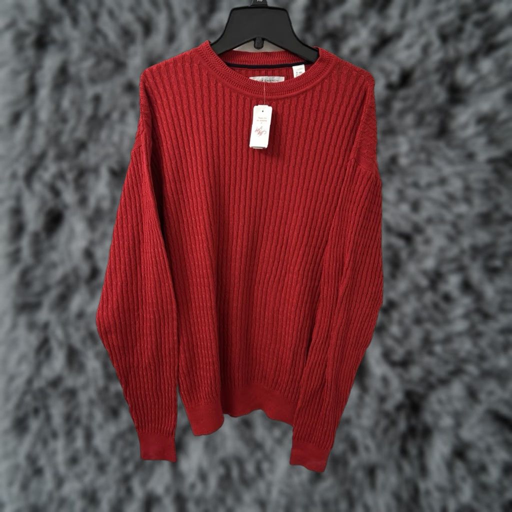 Canon ALEX CANNON Sweater Mens Size M Red Cable-Knit Crewneck Pullover L/S NWT Size US M / EU 48-50 / 2 - 1 Thumbnail
