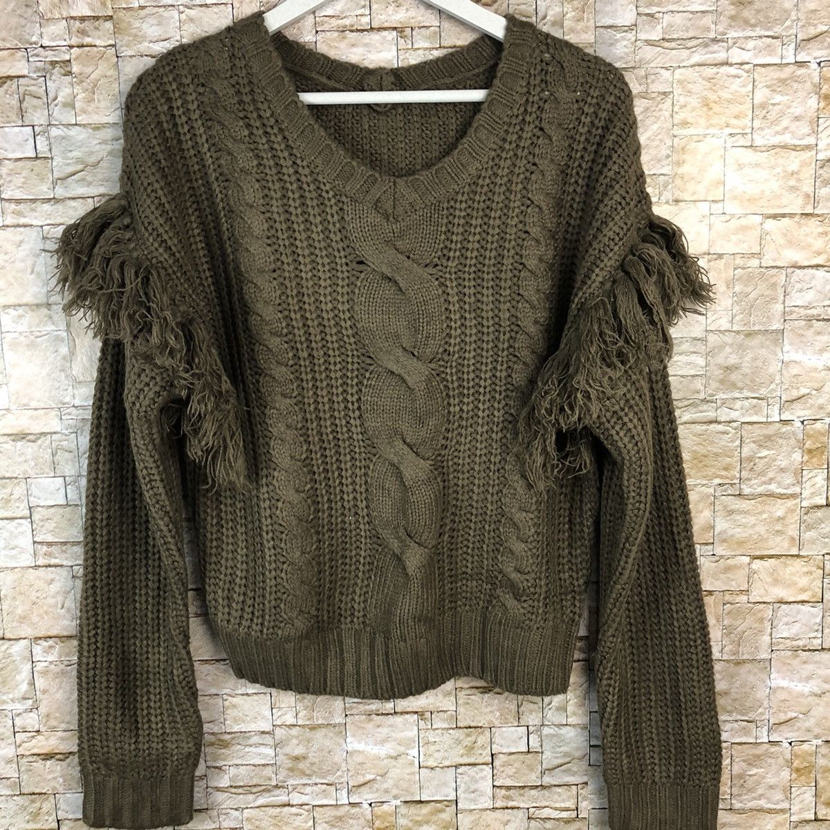 Aran Isles Knitwear × Homespun Knitwear × Japanese Brand Riche Glamour Brown cable Knitwear #A1106 Size M / US 6-8 / IT 42-44 - 3 Thumbnail