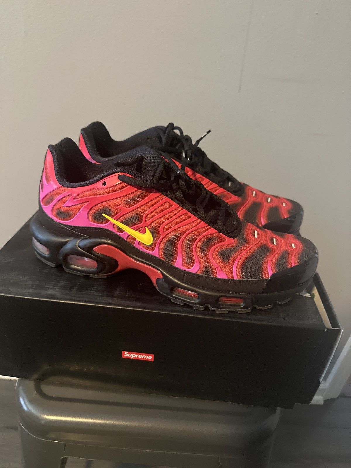 image of Nike x Supreme Air Max Plus Tn X Supreme Shoes in Red, Men's (Size 10.5)